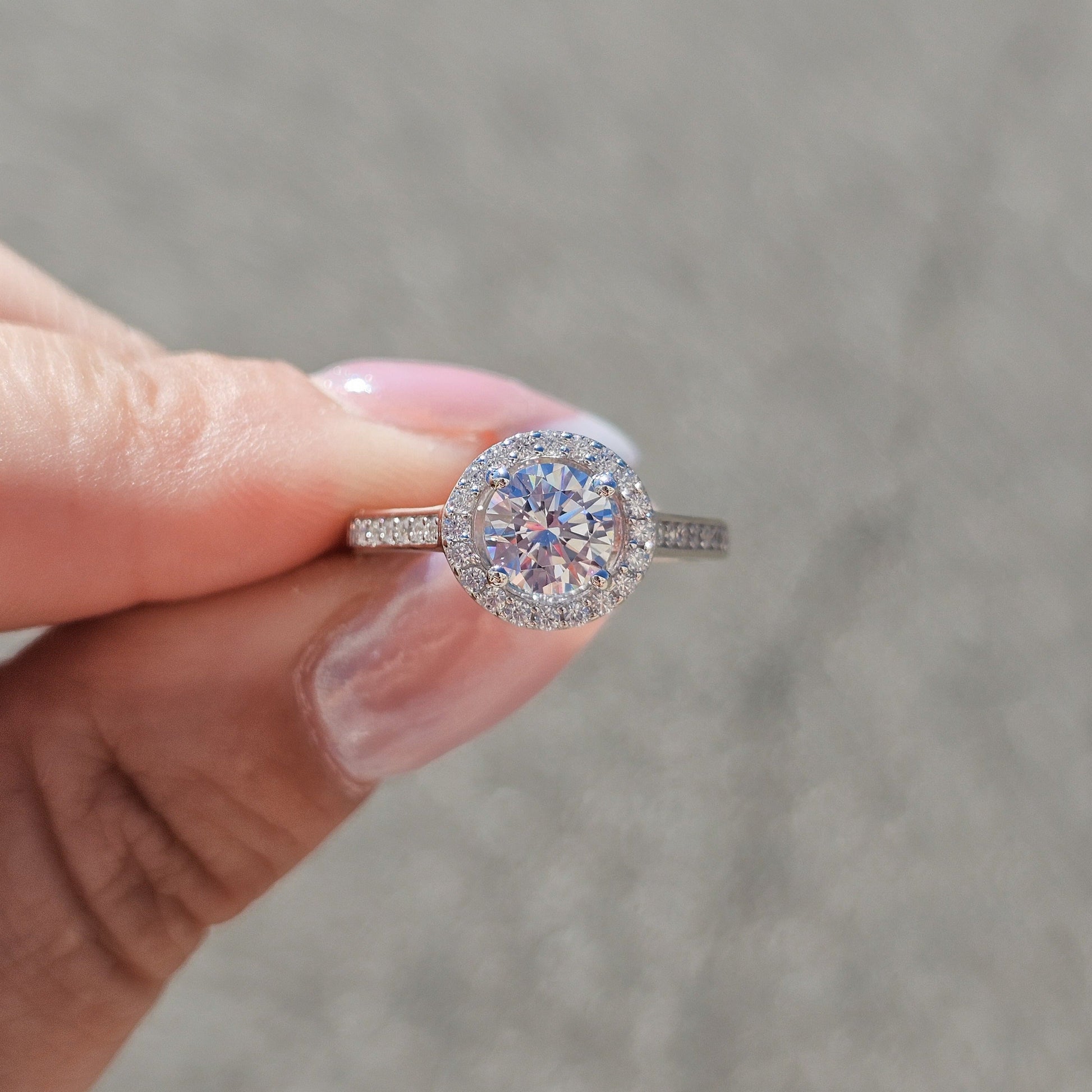 Dazzling Halo Silver Ring - Dearest Diamonds