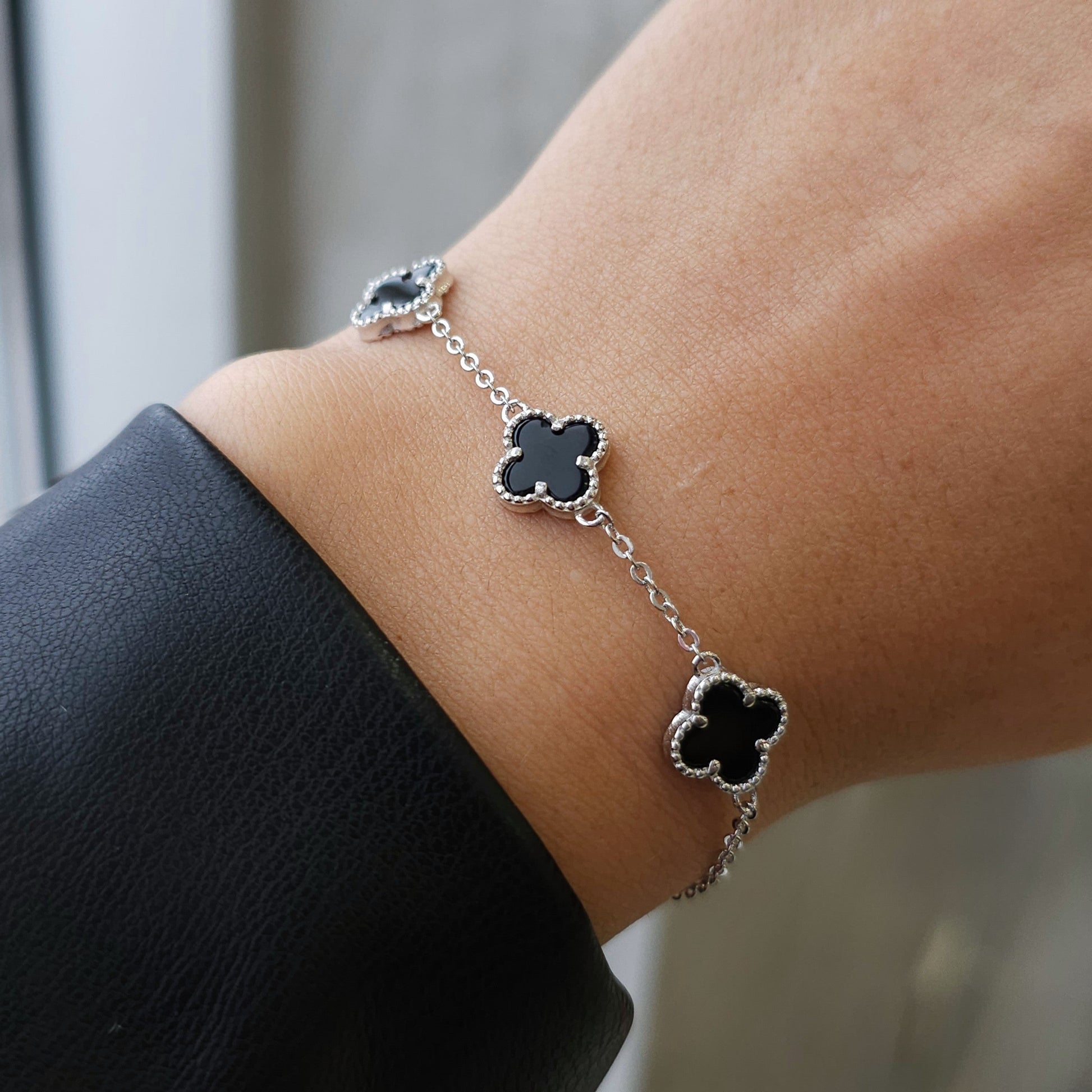 Four-Leaf Clover Silver Bracelet - Dearest Diamonds
