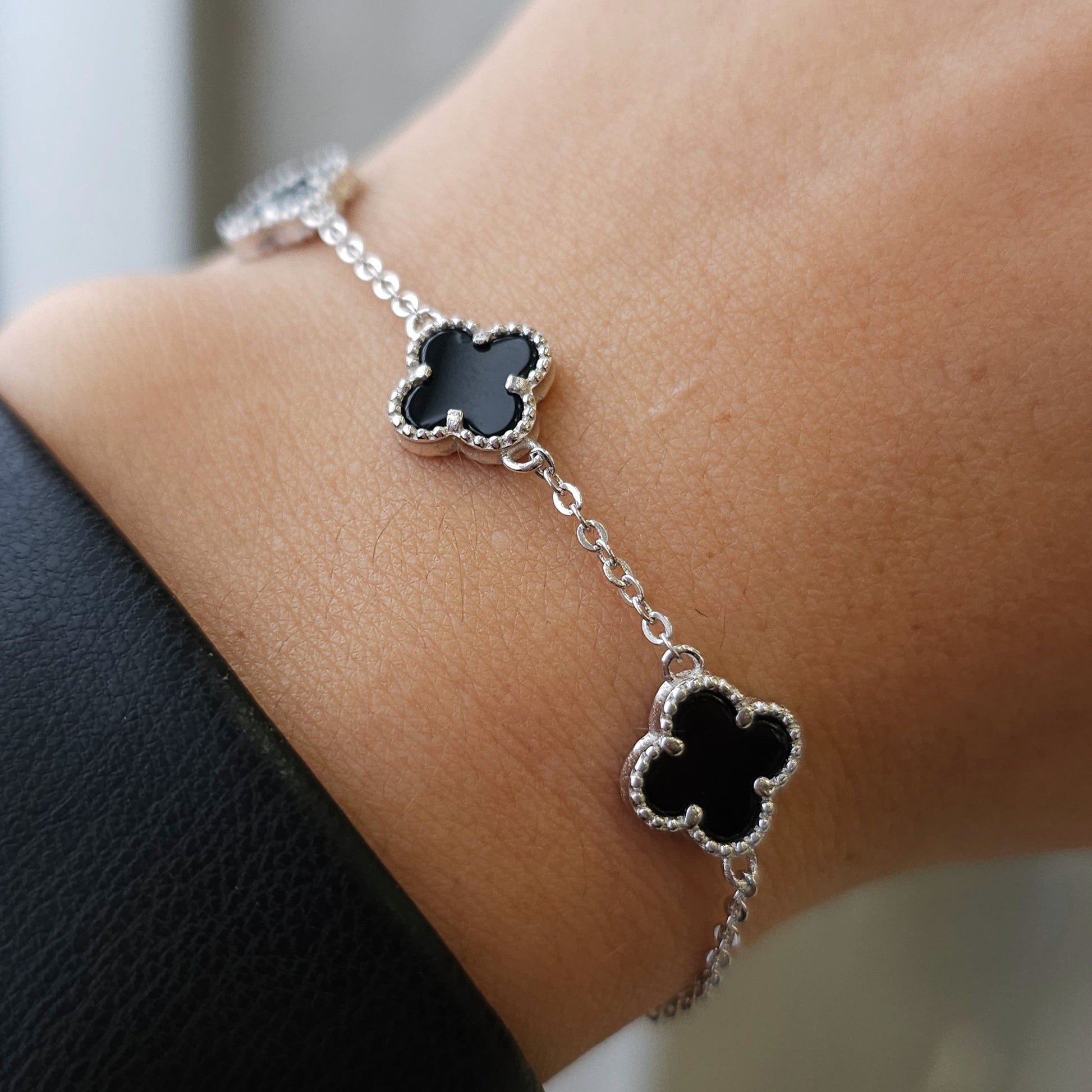 Four-Leaf Clover Silver Bracelet - Dearest Diamonds