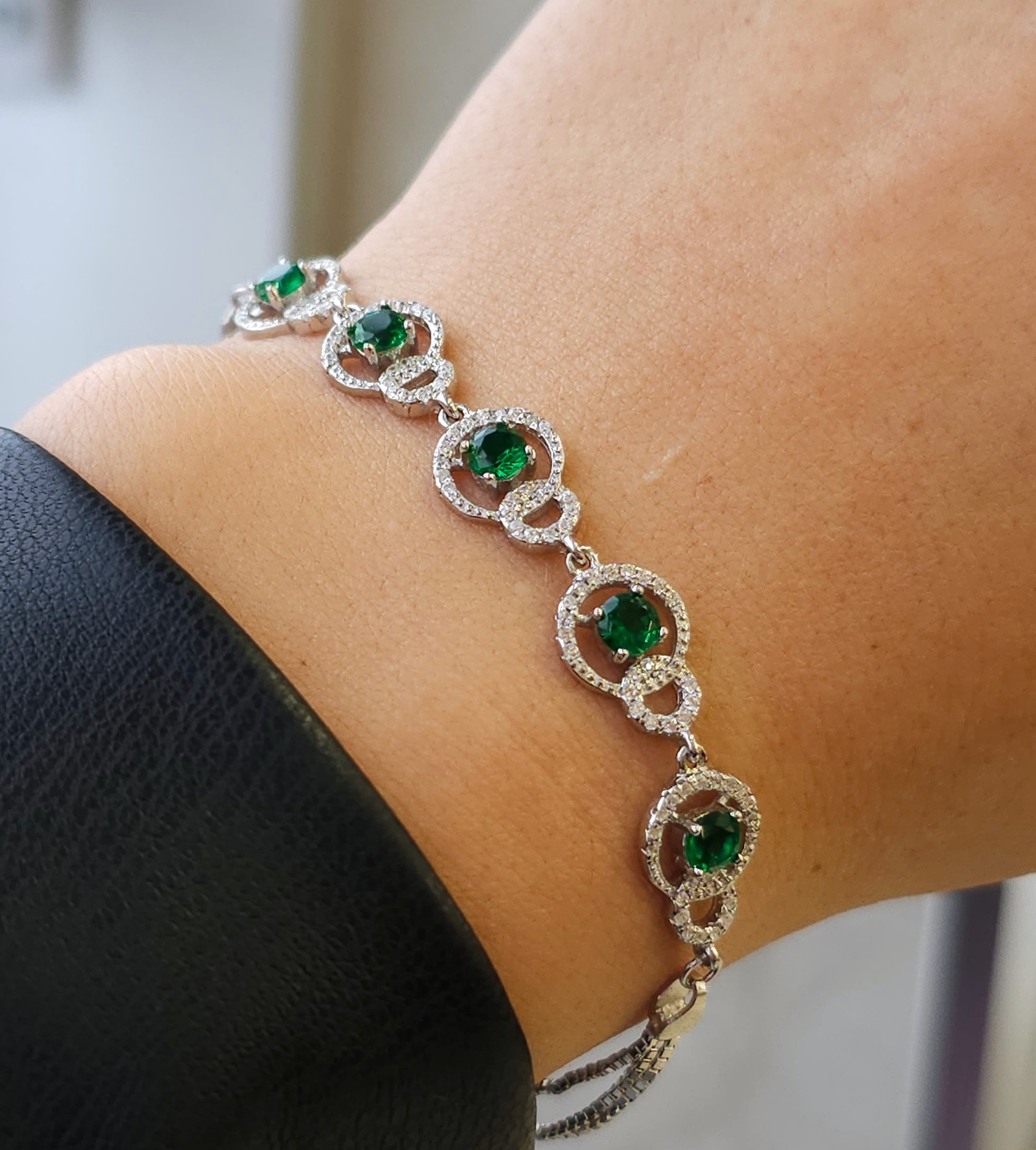 Emerald Green Statement Bracelet - Dearest Diamonds