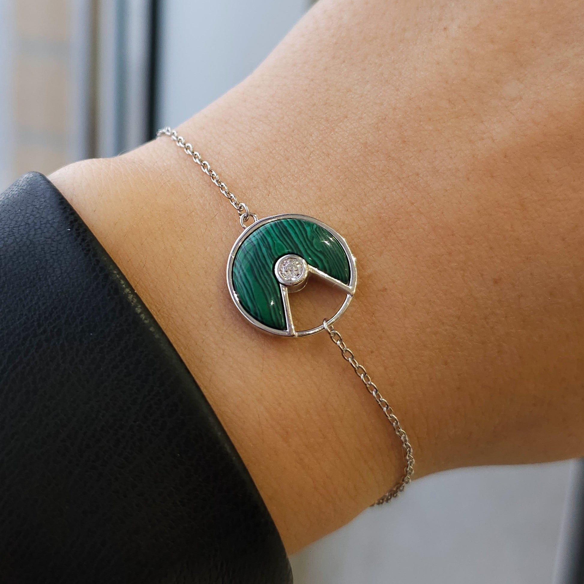 Malachite Amulette Silver Bracelet - Dearest Diamonds