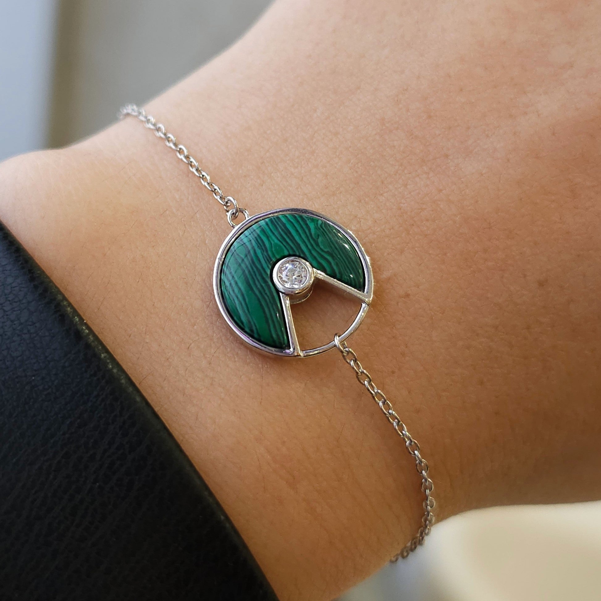 Malachite Amulette Silver Bracelet - Dearest Diamonds