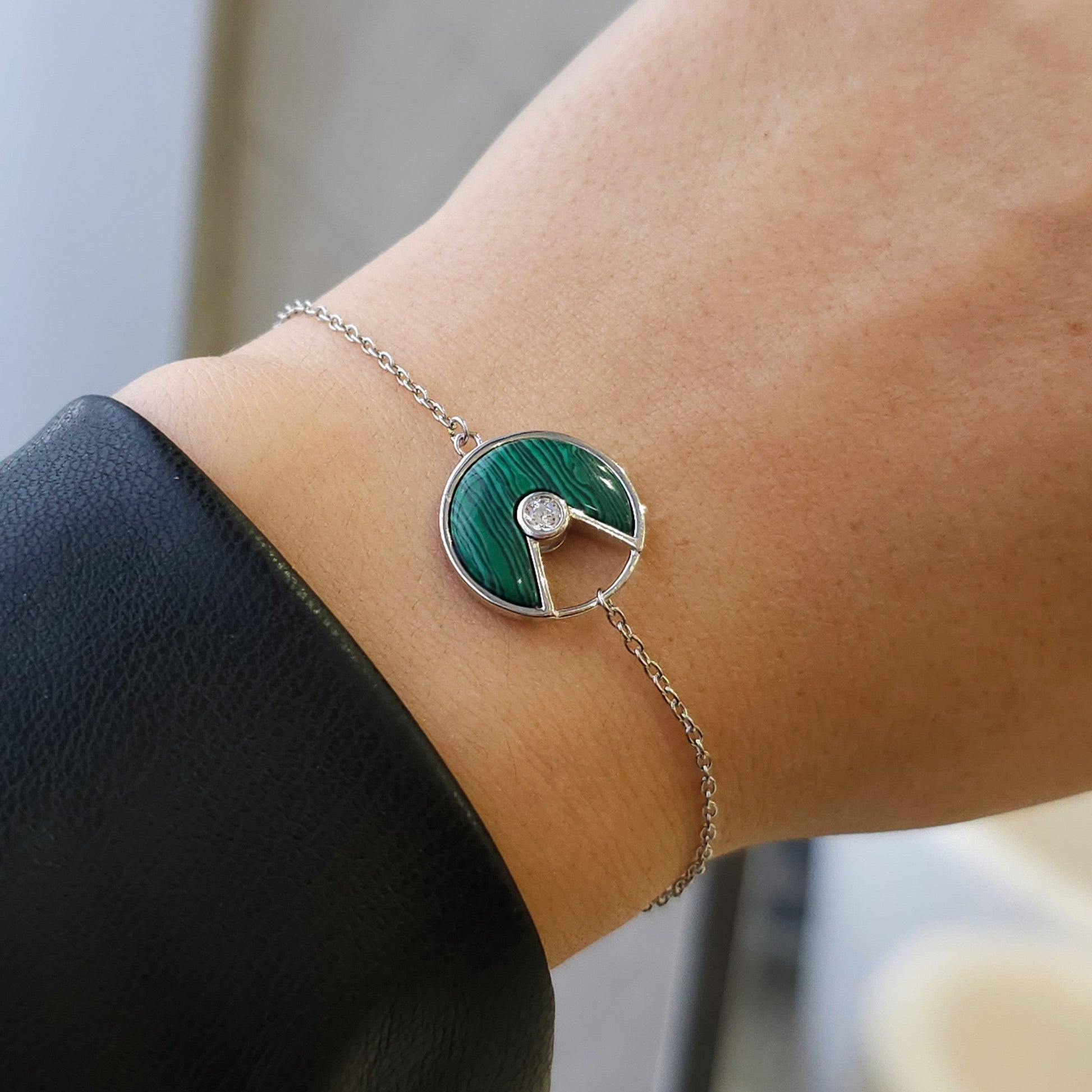 Malachite Amulette Silver Bracelet - Dearest Diamonds
