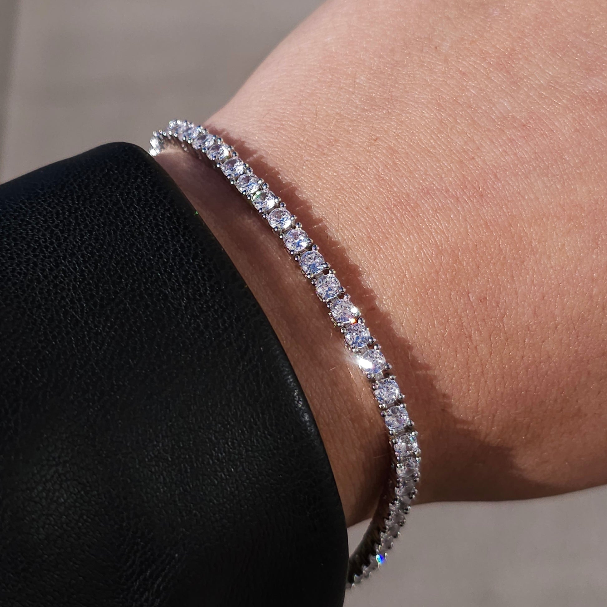 Round Cut Silver Tennis Bracelet - Dearest Diamonds