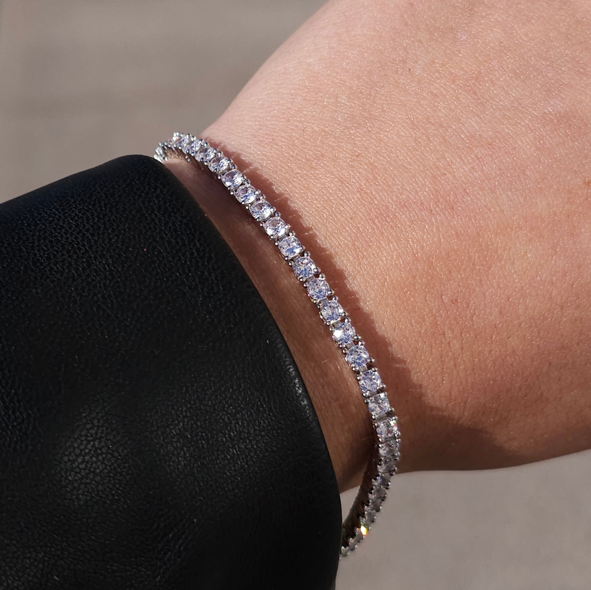 Round Cut Silver Tennis Bracelet - Dearest Diamonds