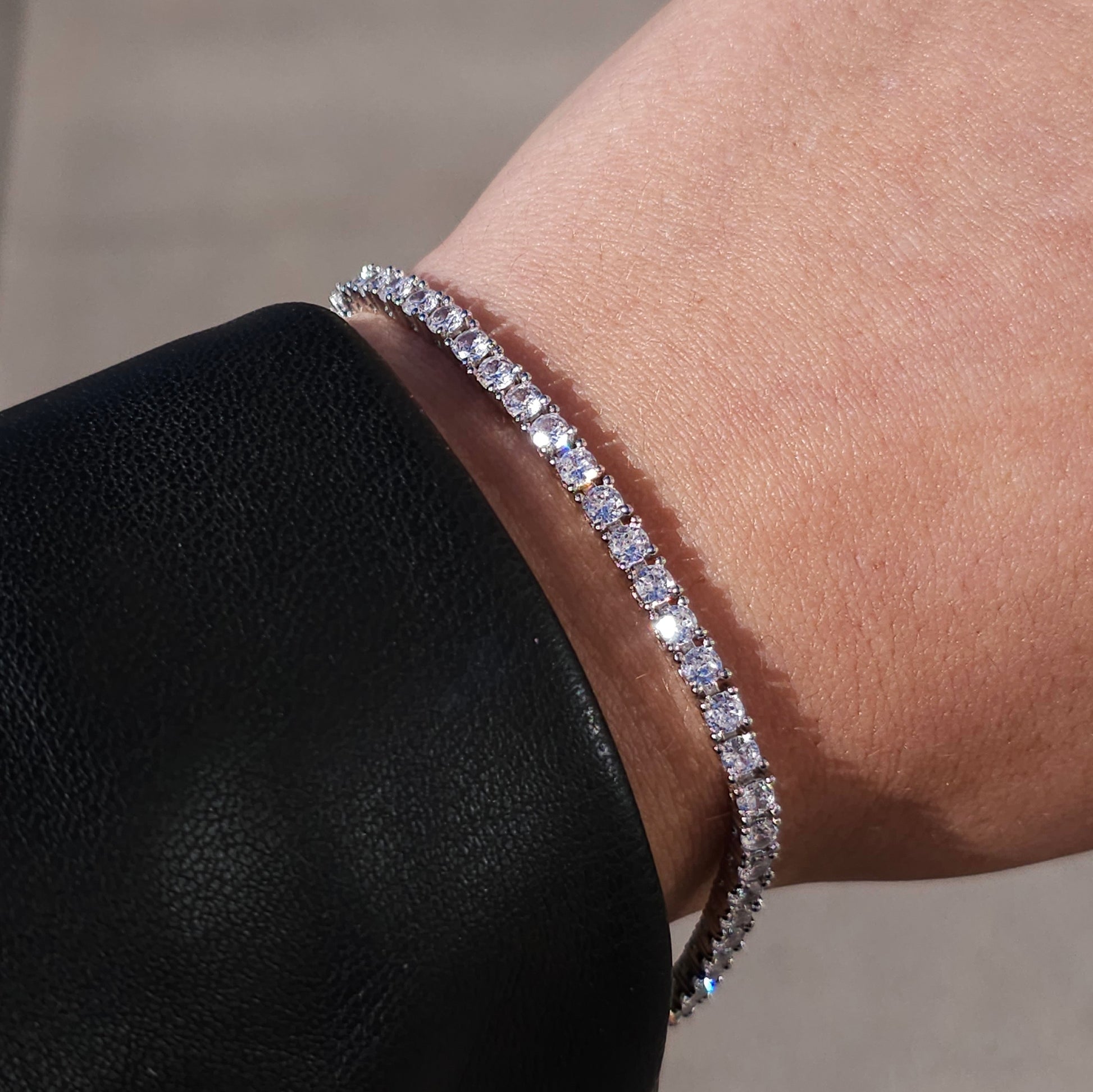 Round Cut Silver Tennis Bracelet - Dearest Diamonds