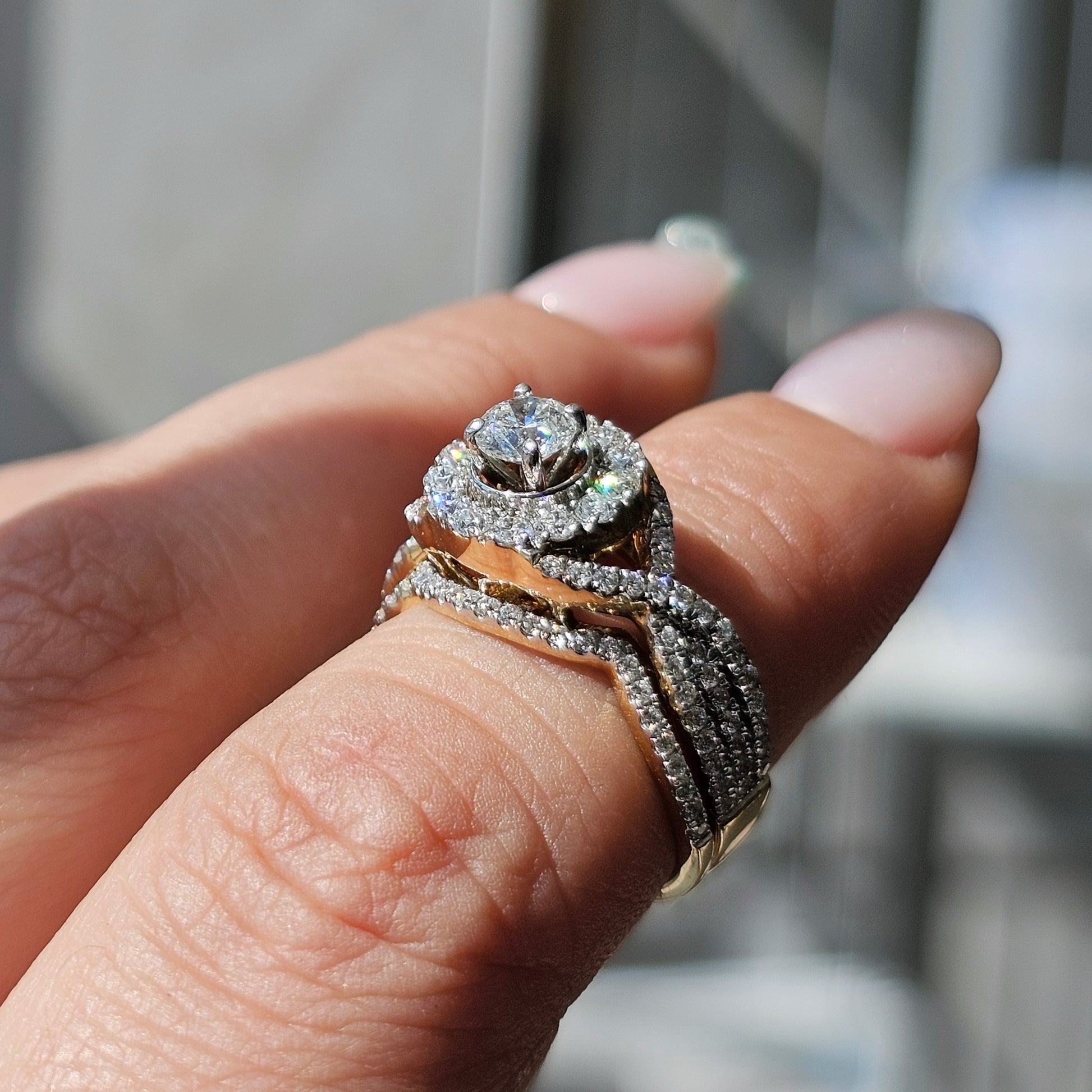 Round Bridal Set with Halo and Pavé Twist Band - Dearest Diamonds