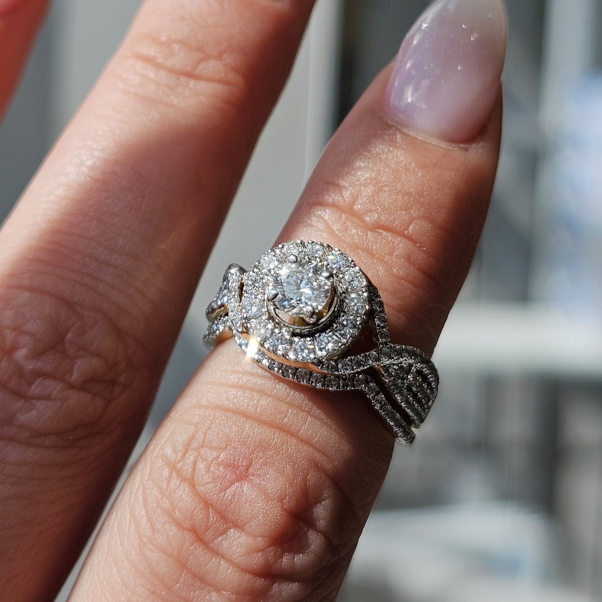 Round Bridal Set with Halo and Pavé Twist Band - Dearest Diamonds