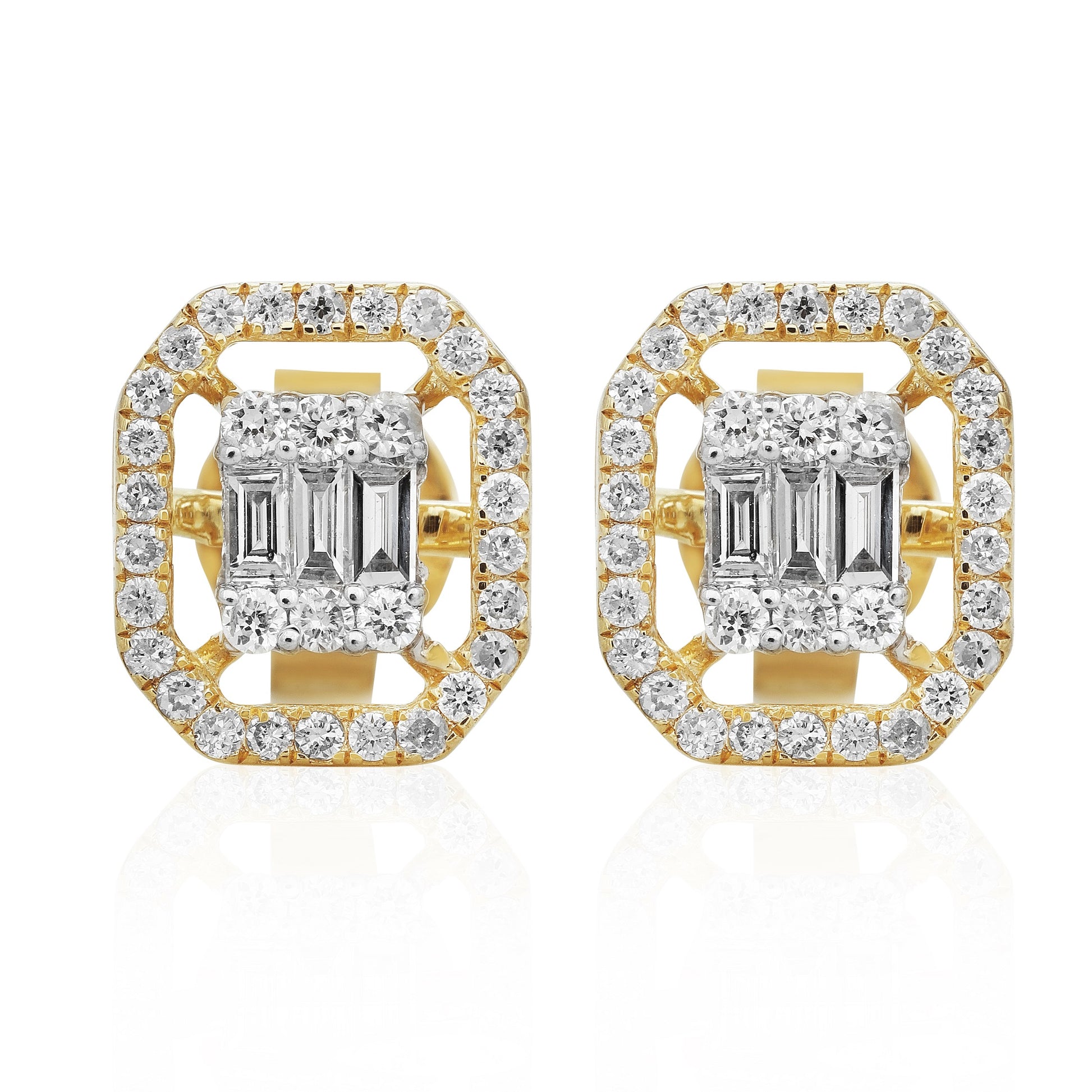Emerald with Halo Earrings - Dearest Diamonds
