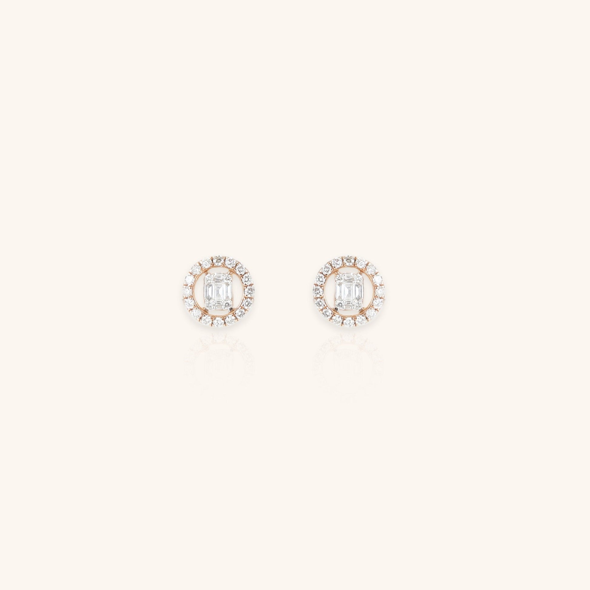 Emerald Diamond Studs with Halo Earrings - Dearest Diamonds
