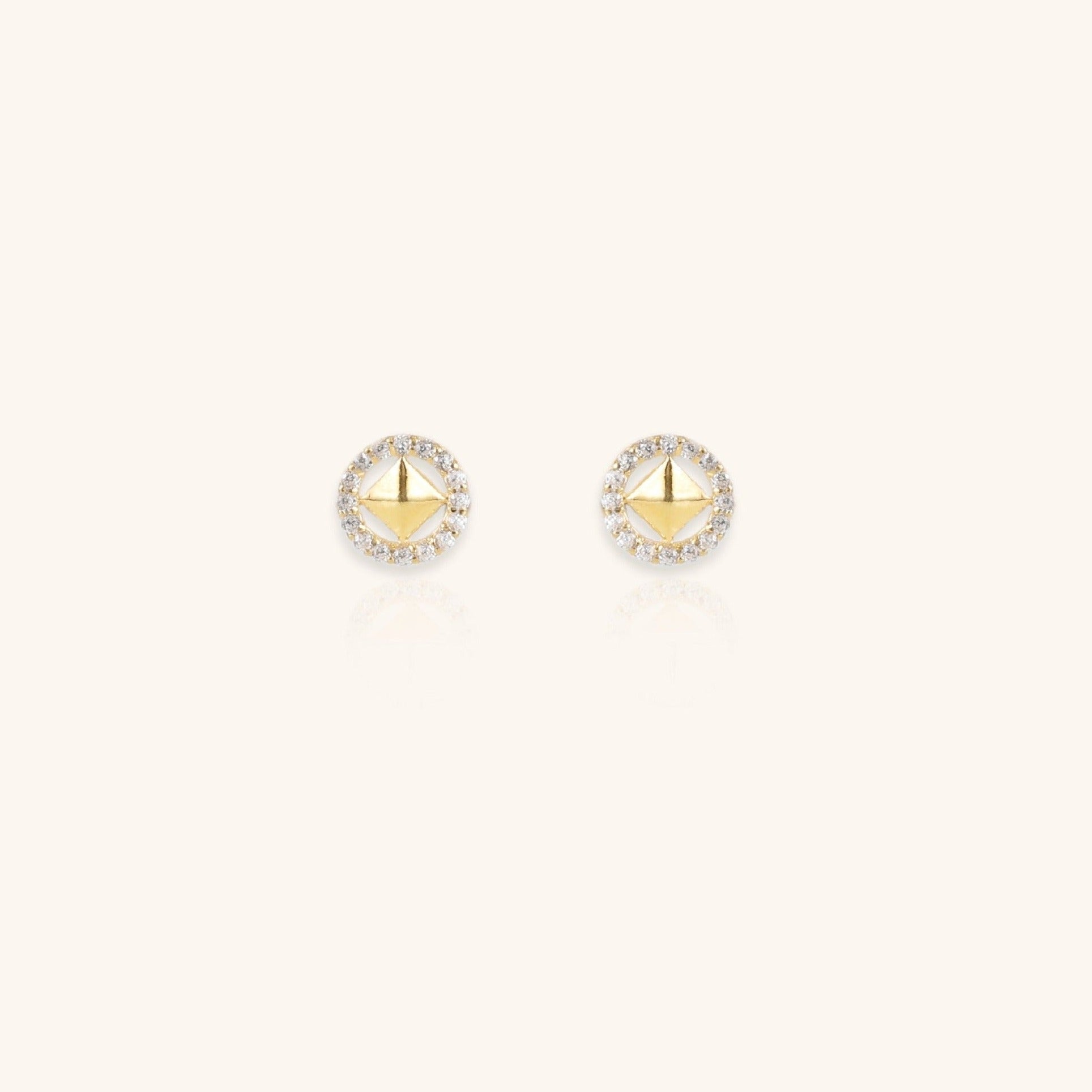 Gold Square with Halo Earrings - Dearest Diamonds