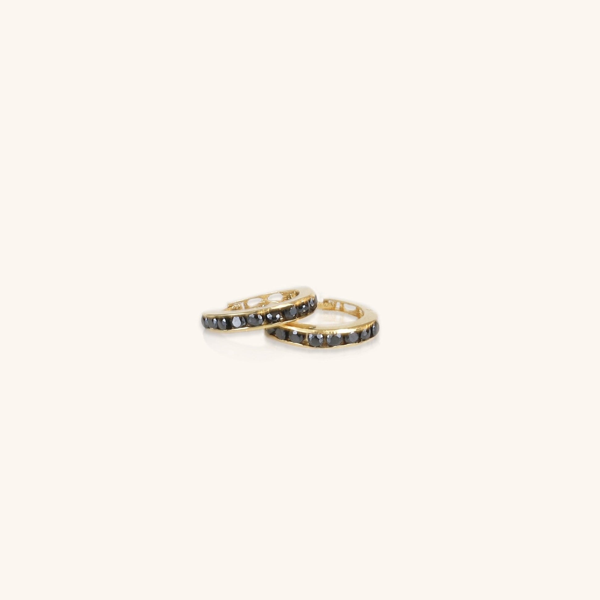 Black Stone Hoops Earrings - Dearest Diamonds