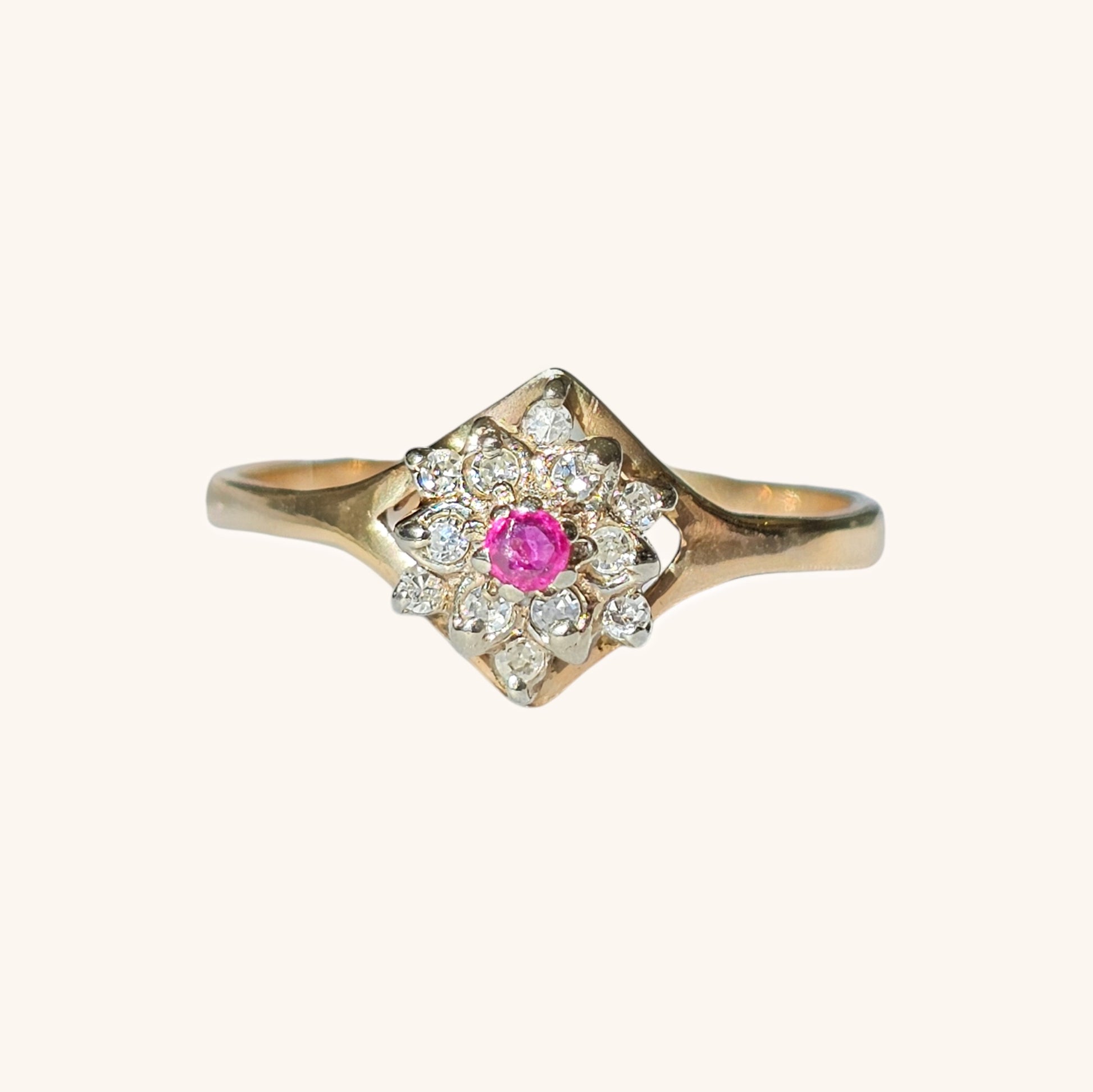 Floral Ruby Ring with Natural Diamonds - Dearest Diamonds