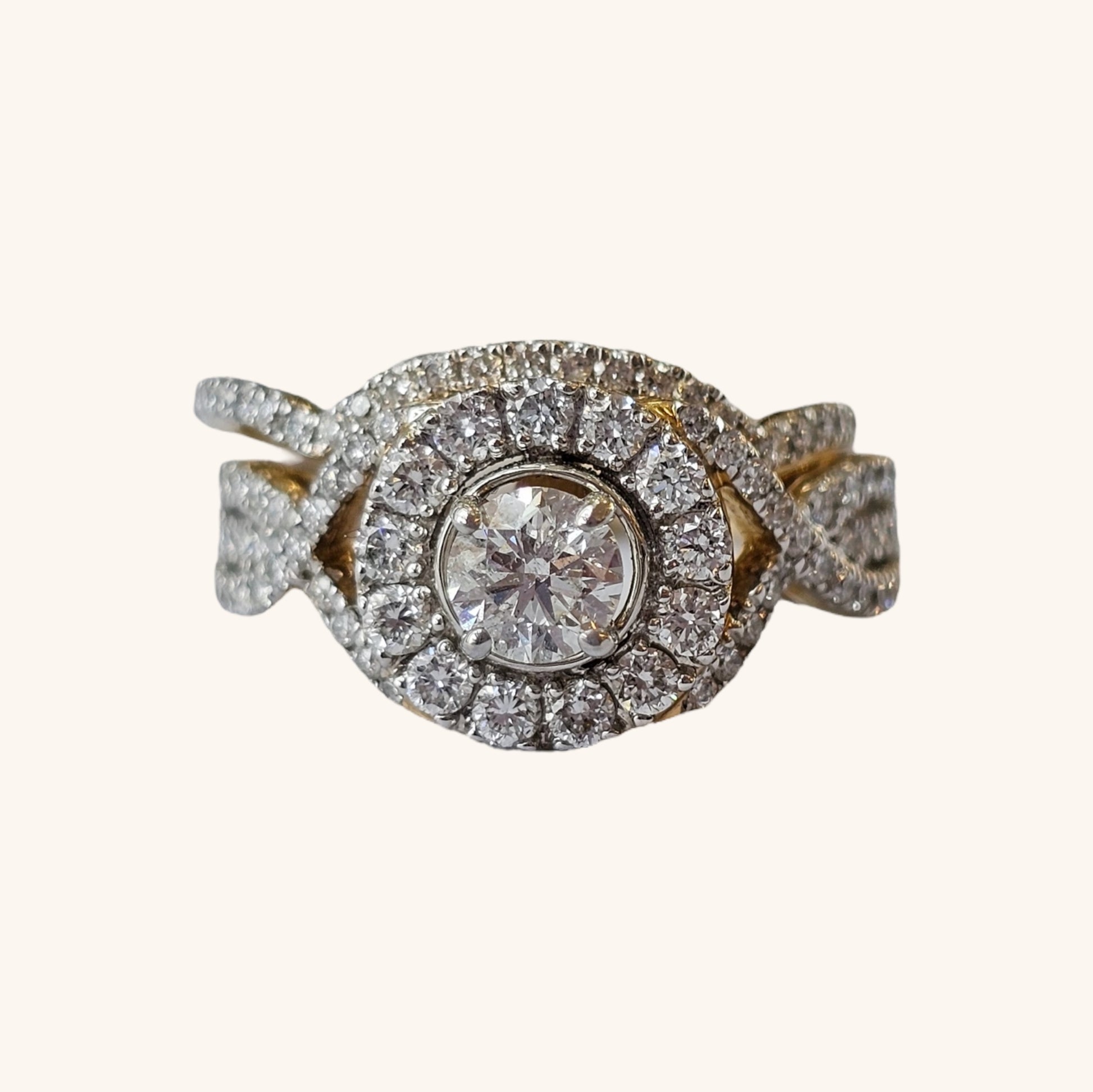 Round Bridal Set with Halo and Pavé Twist Band - Dearest Diamonds