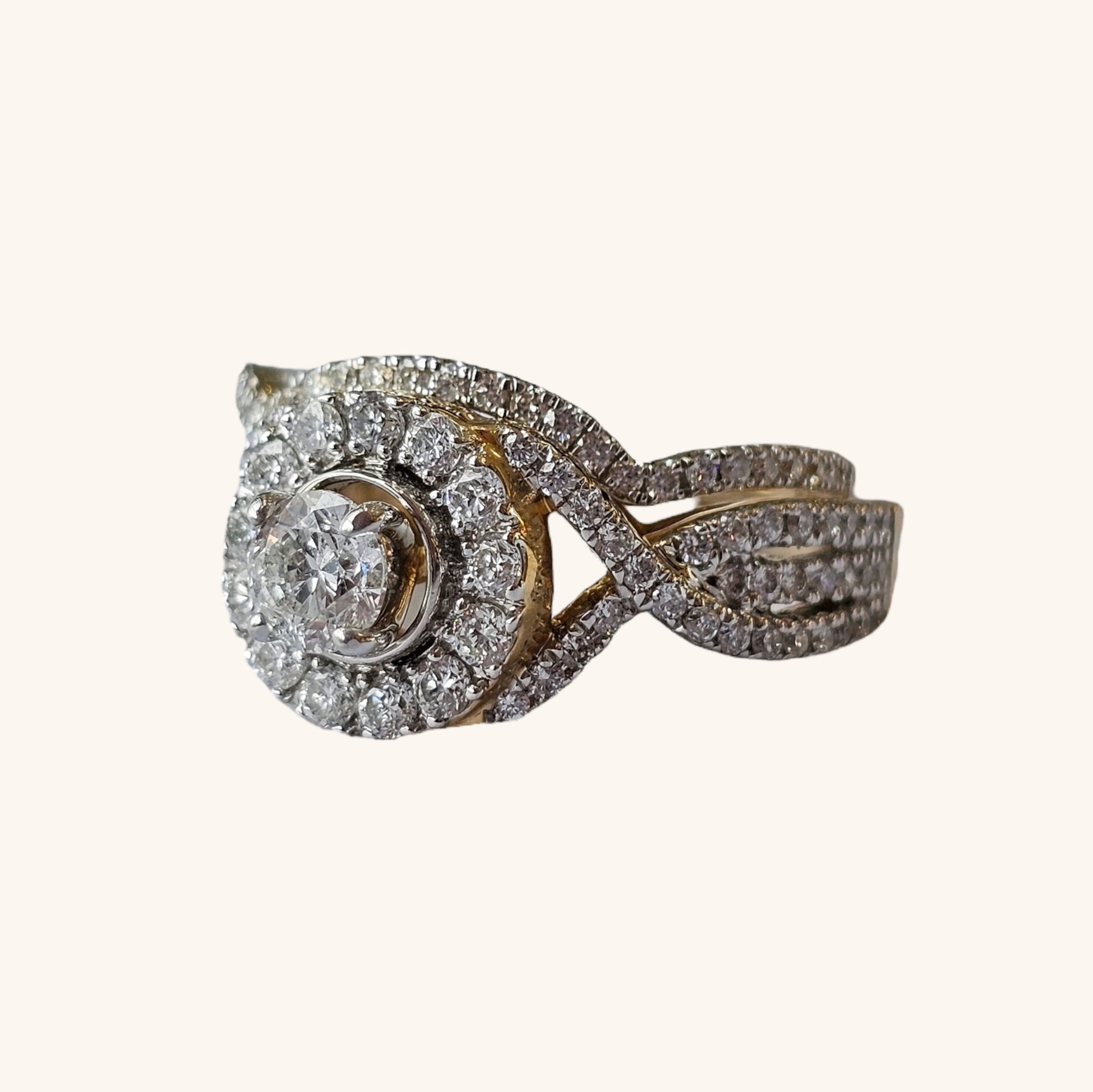 Round Bridal Set with Halo and Pavé Twist Band - Dearest Diamonds