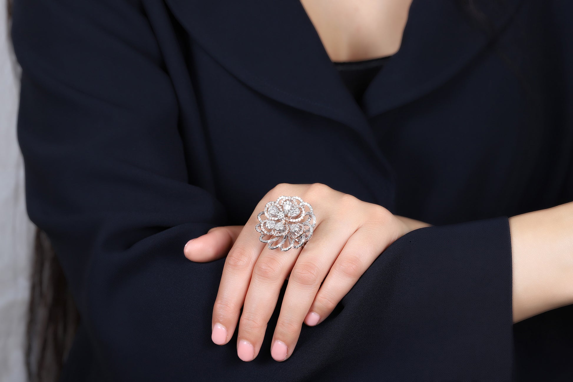 Flower Clear Crystal Ring - Dearest Diamonds