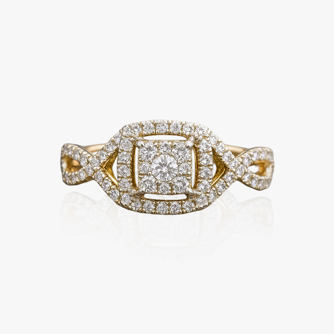 Twist Band Natural Diamonds Round Cluster