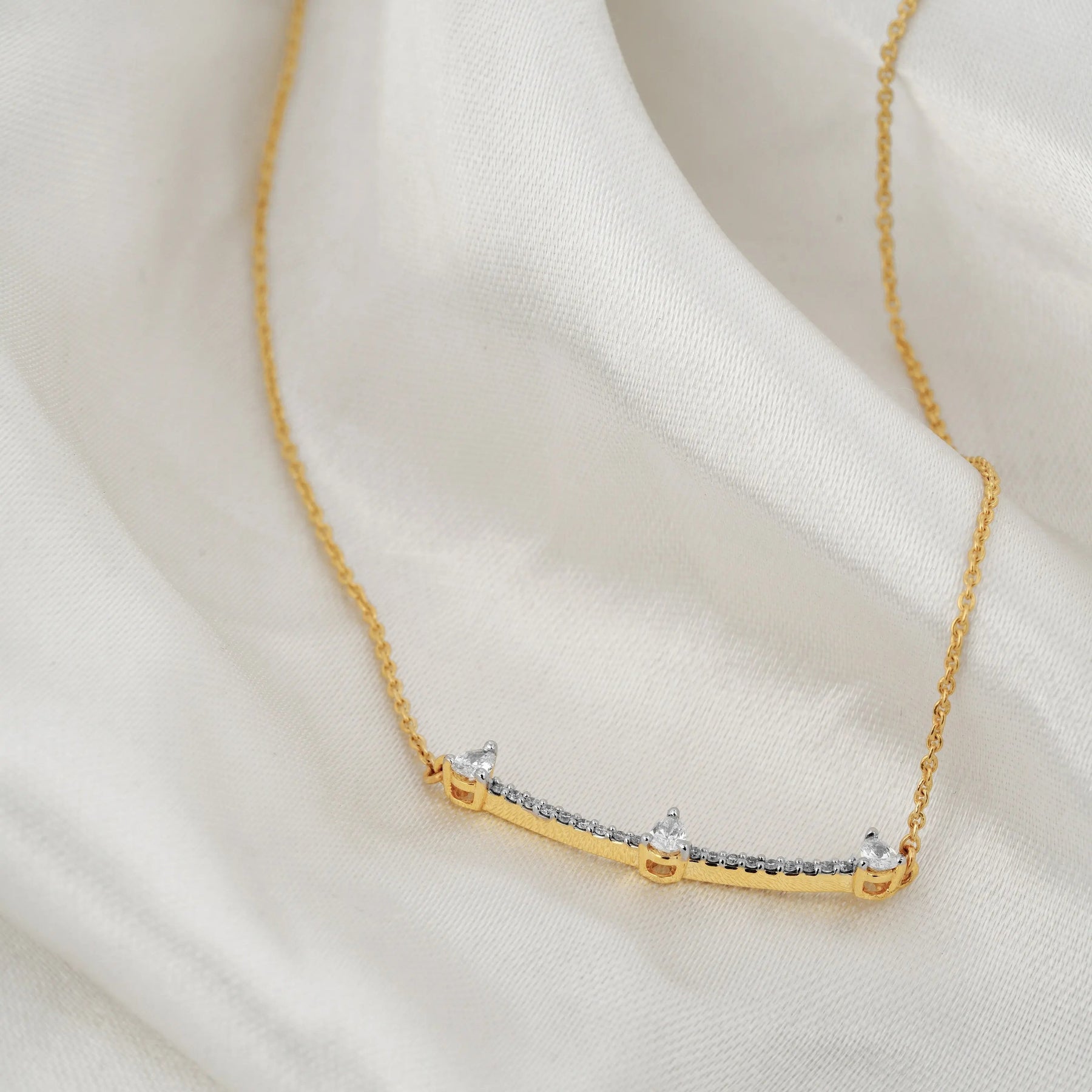 Curved Diamond Necklace - Dearest Diamonds