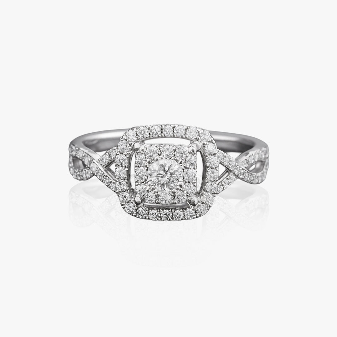 Twist Band Natural Diamonds Round Cluster