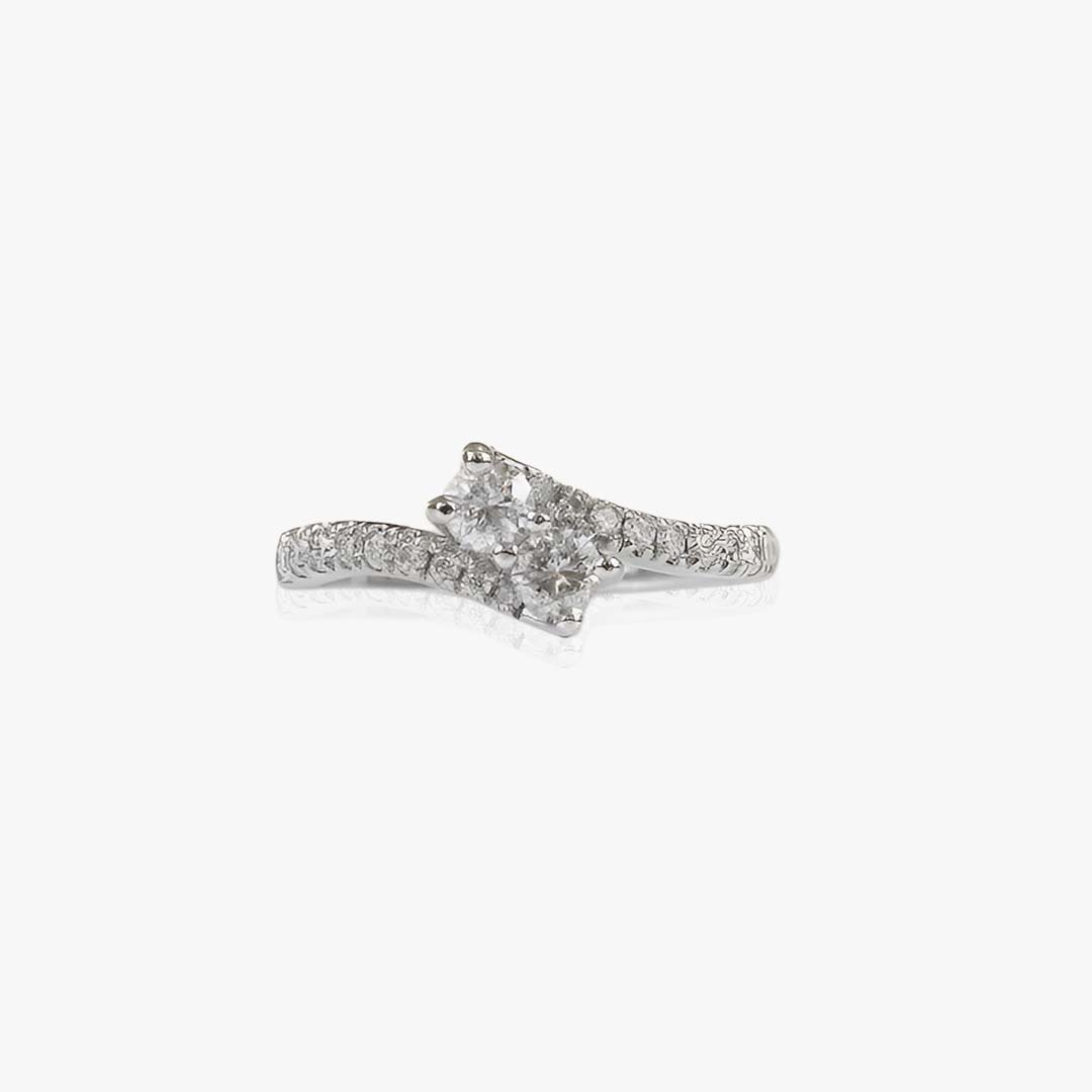 Pavé Two-Stone Ring