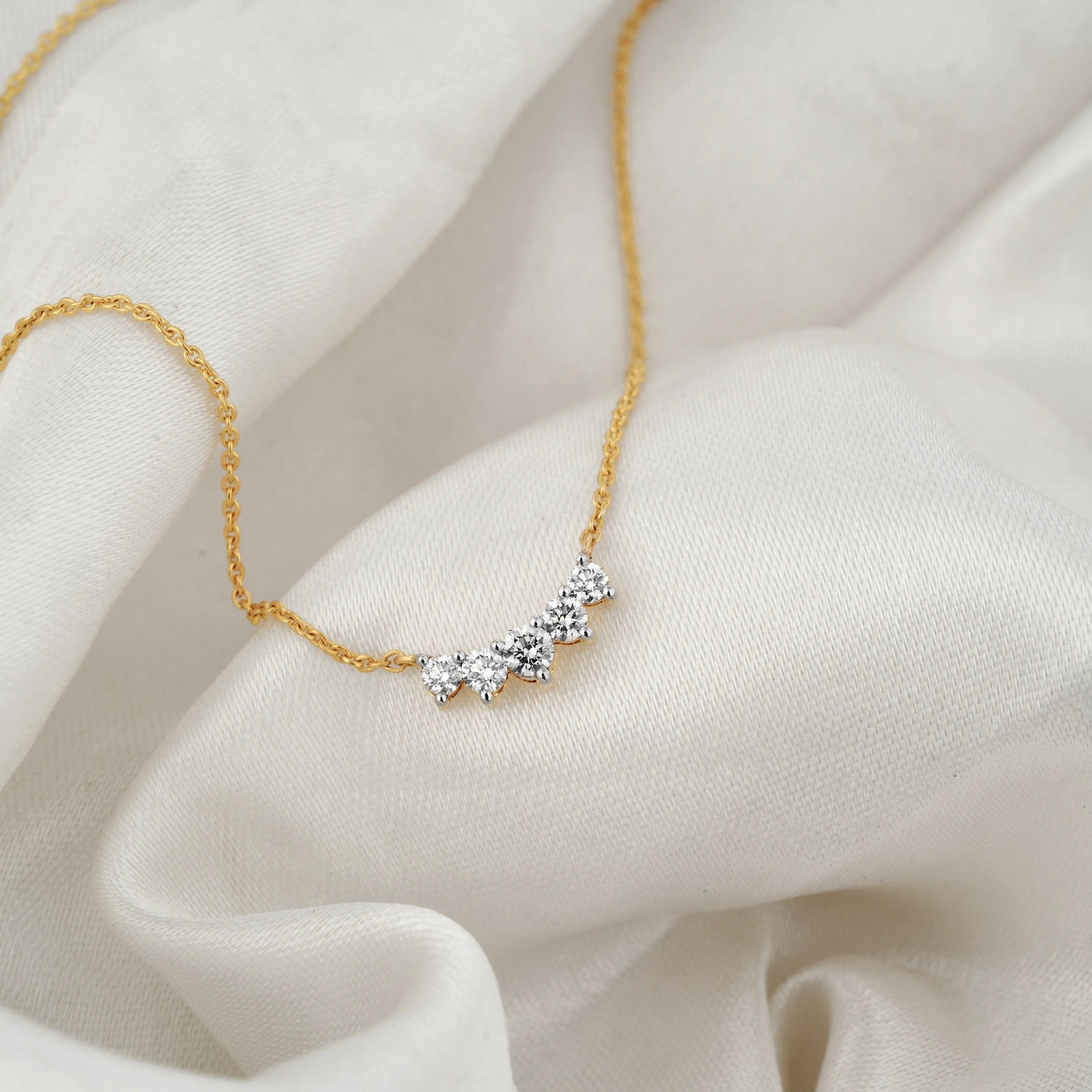 Five Diamond Curve Necklace - Dearest Diamonds