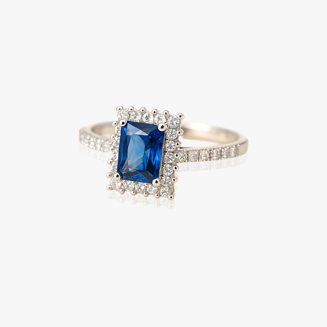 Radiant Blue Sapphire Lab-Created Statement Ring