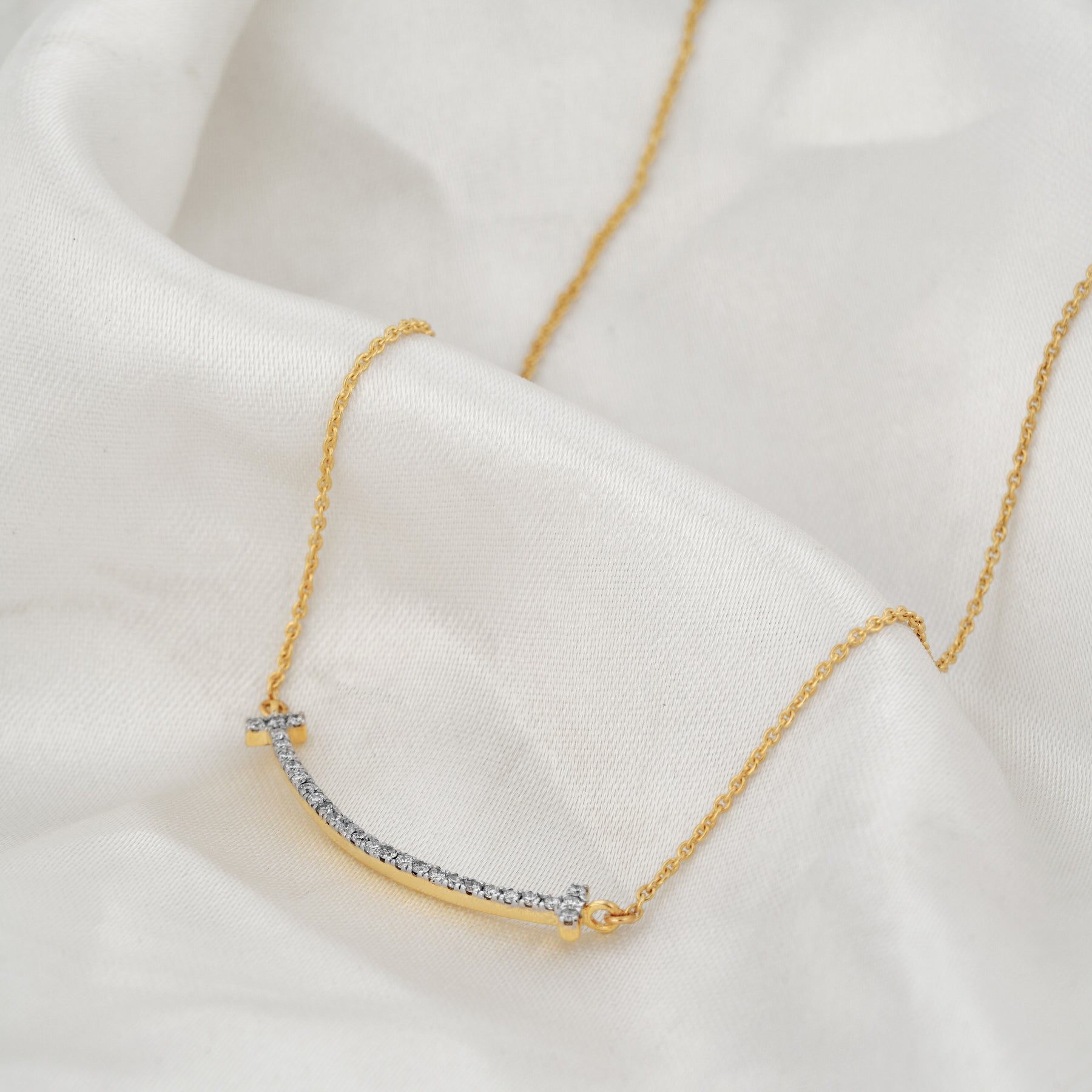 Arc Diamond Bar Necklace - Dearest Diamonds