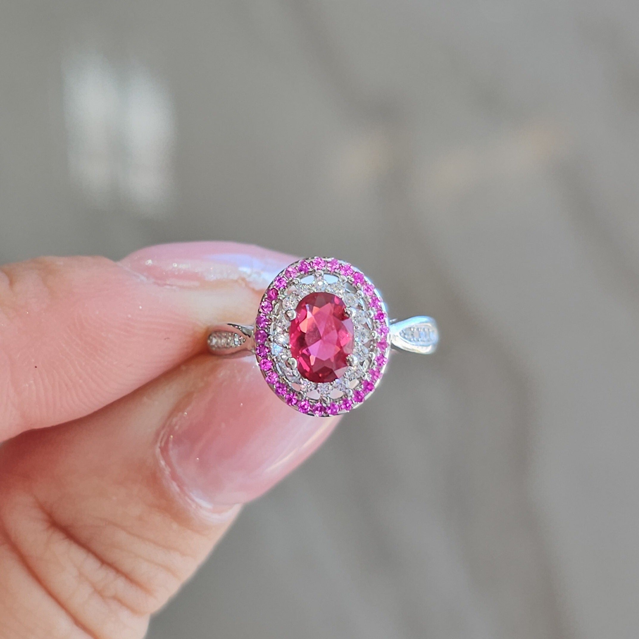 Pink Halo Ring