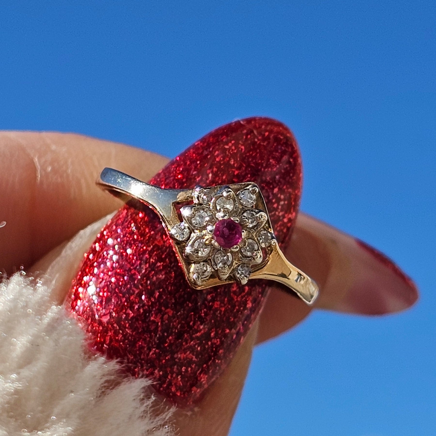Floral Ruby Ring with Natural Diamonds - Dearest Diamonds