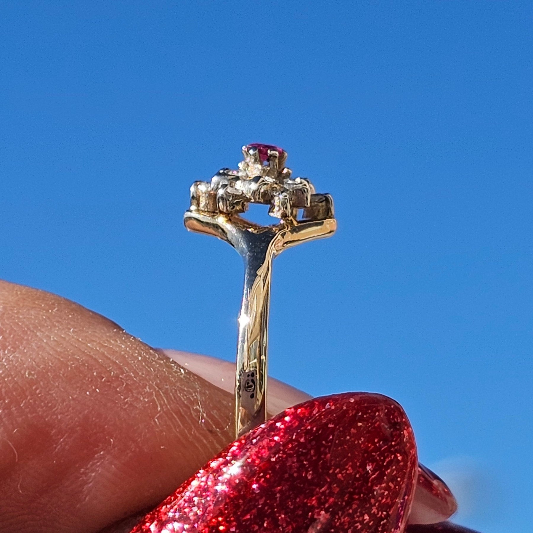 Floral Ruby Ring with Natural Diamonds - Dearest Diamonds