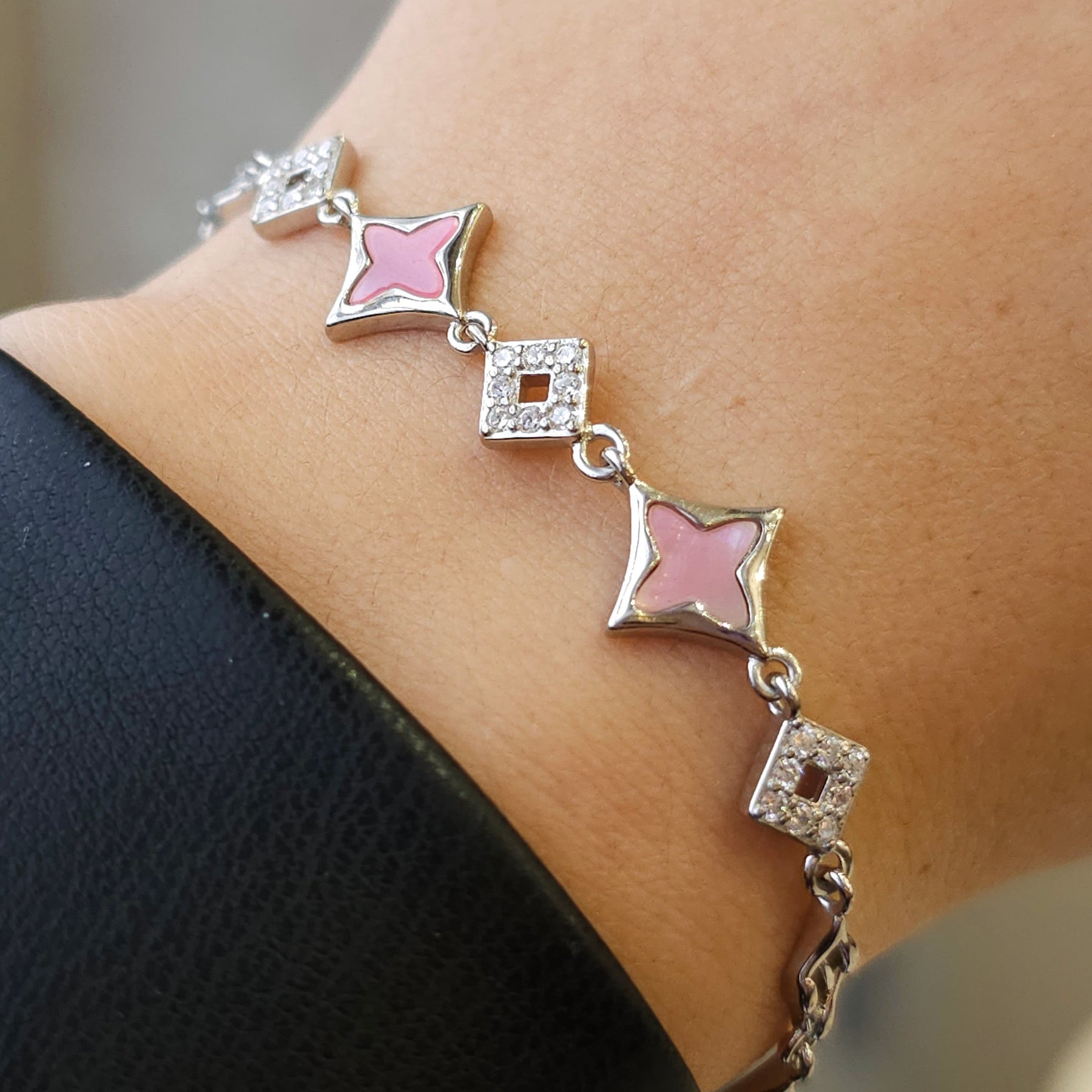 Pink Four-Clover Leaf Bracelet - Dearest Diamonds