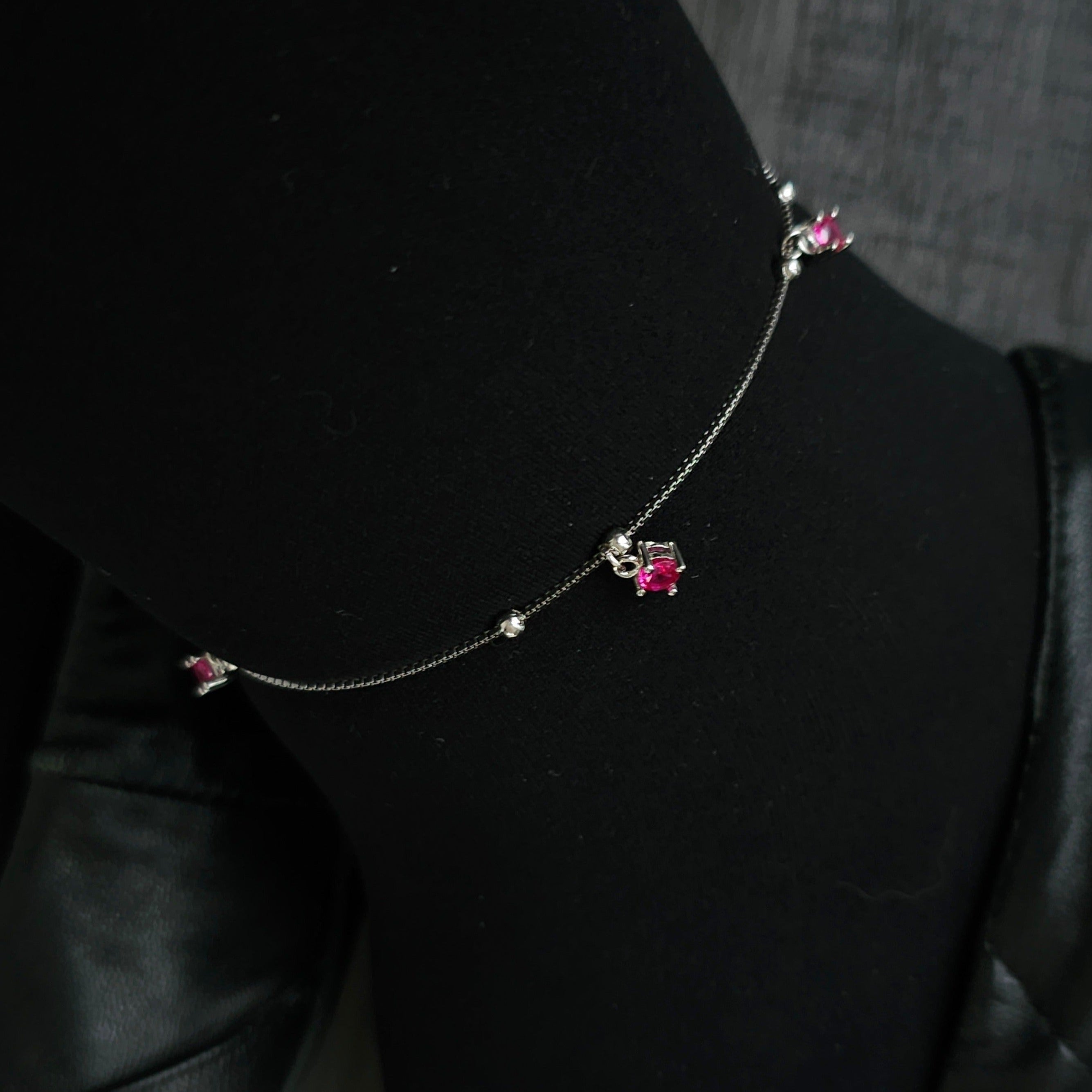 Spaced Out Pink Stones Anklet - Dearest Diamonds
