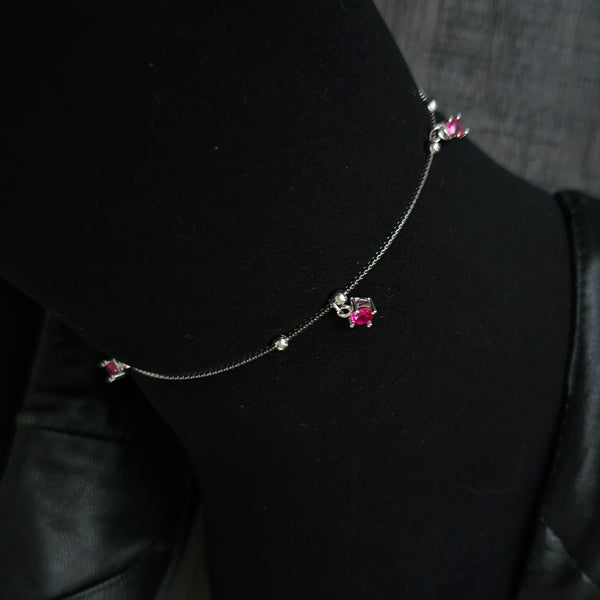 Spaced Out Pink Stones Anklet - Dearest Diamonds