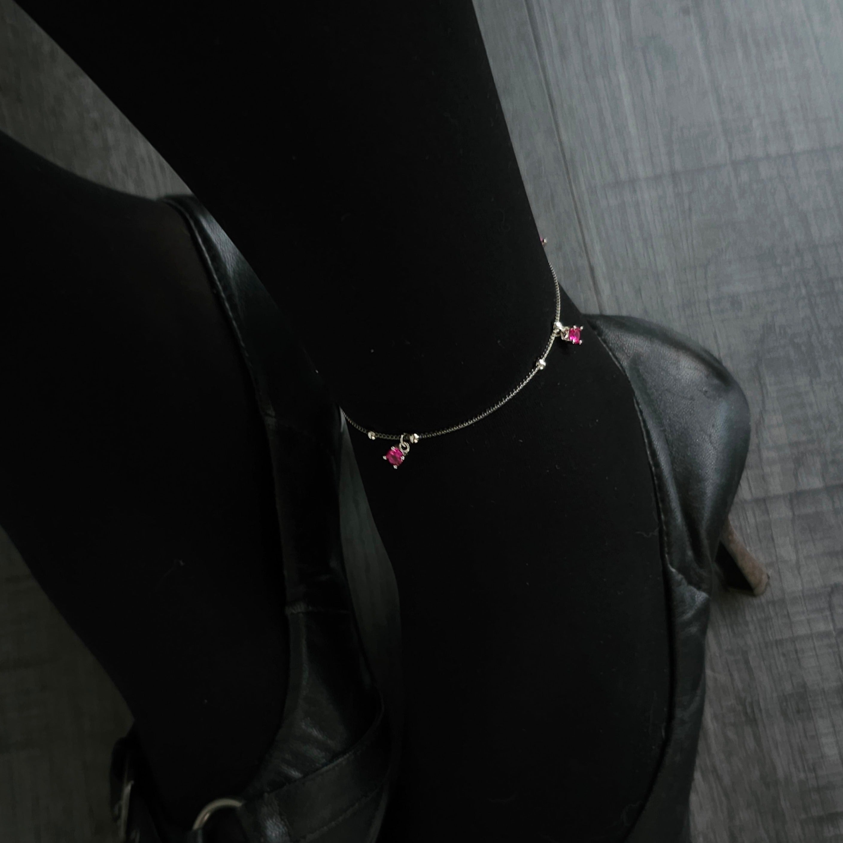 Spaced Out Pink Stones Anklet - Dearest Diamonds