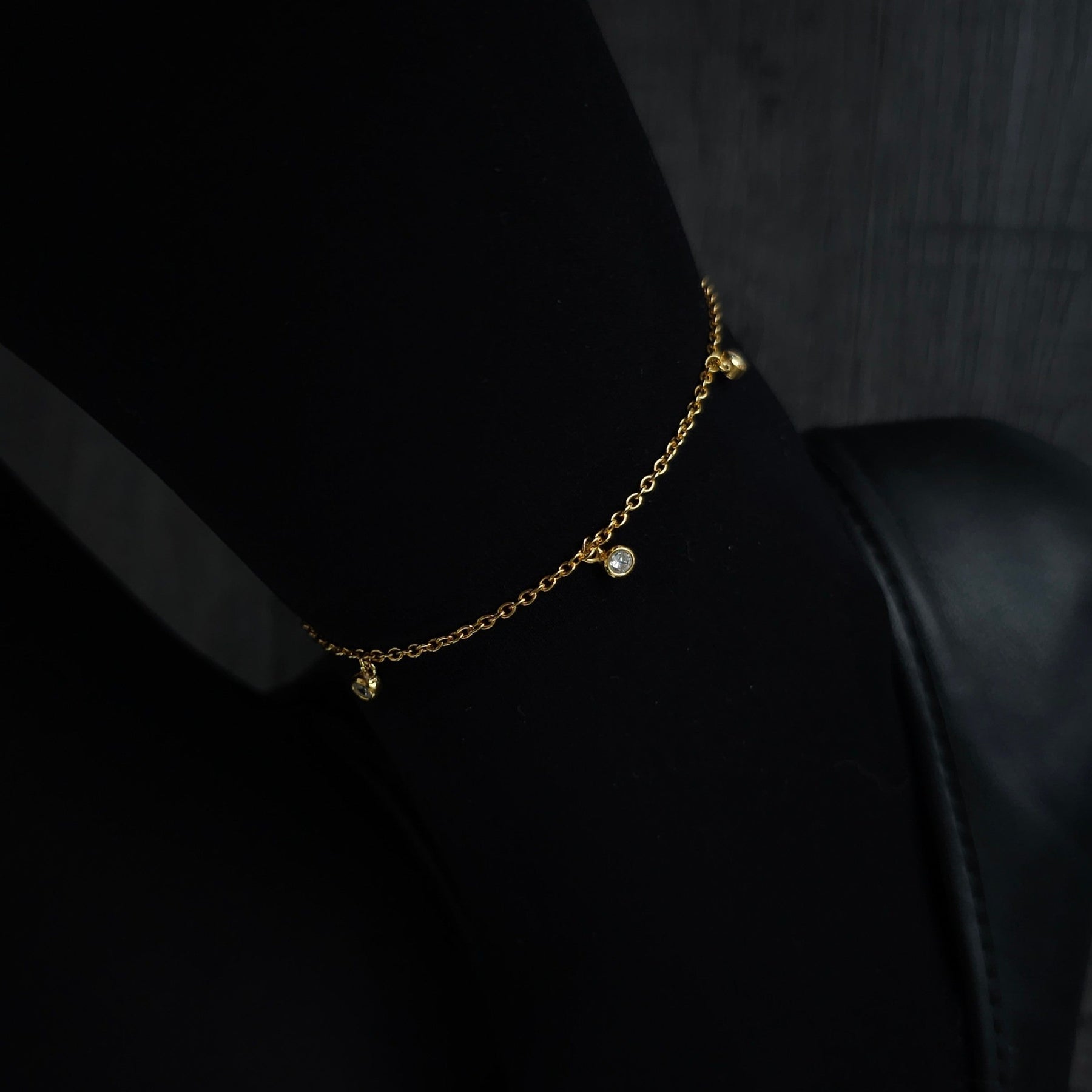 Gold Plated Dangly Stones Anklet - Dearest Diamonds