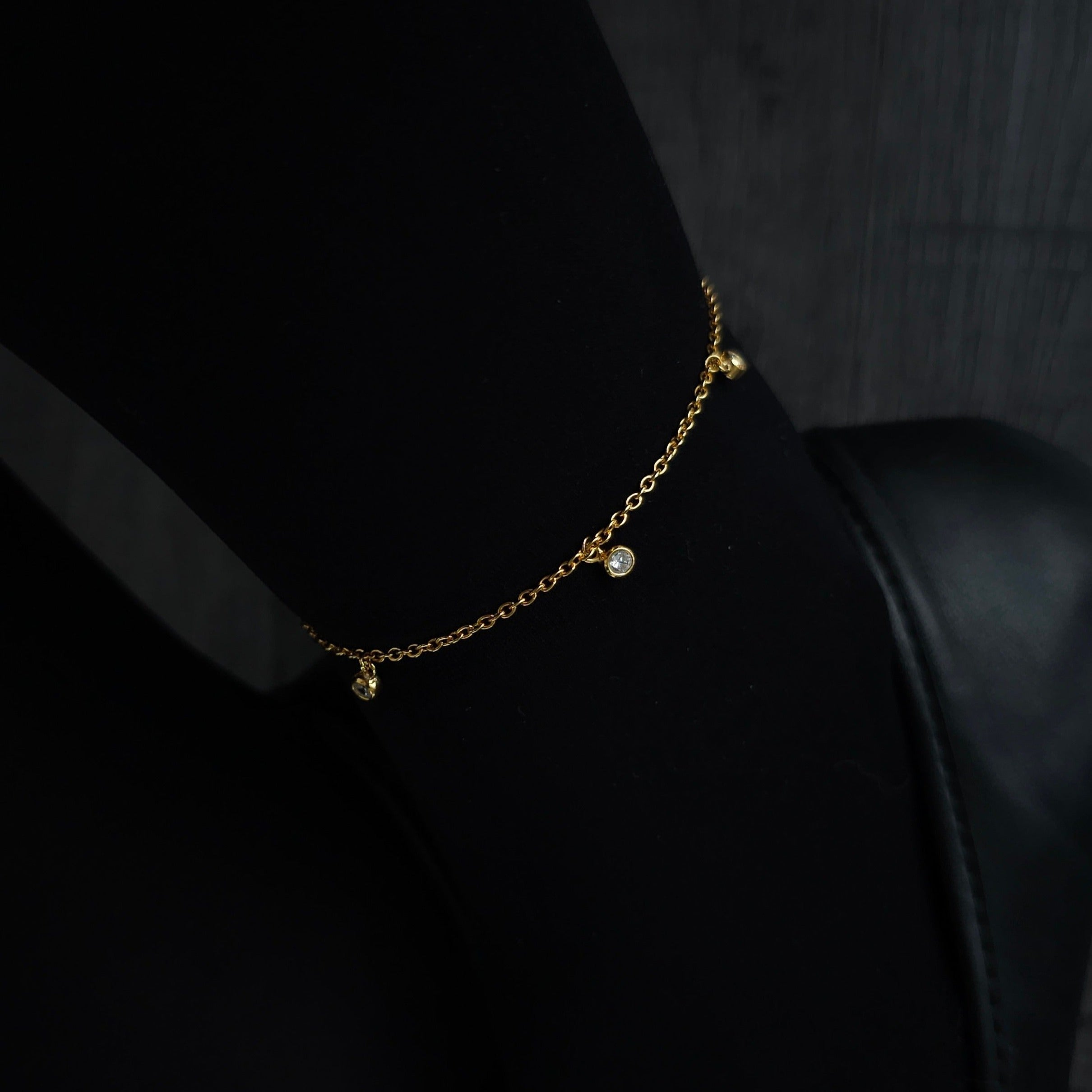 Gold Plated Dangly Stones Anklet - Dearest Diamonds