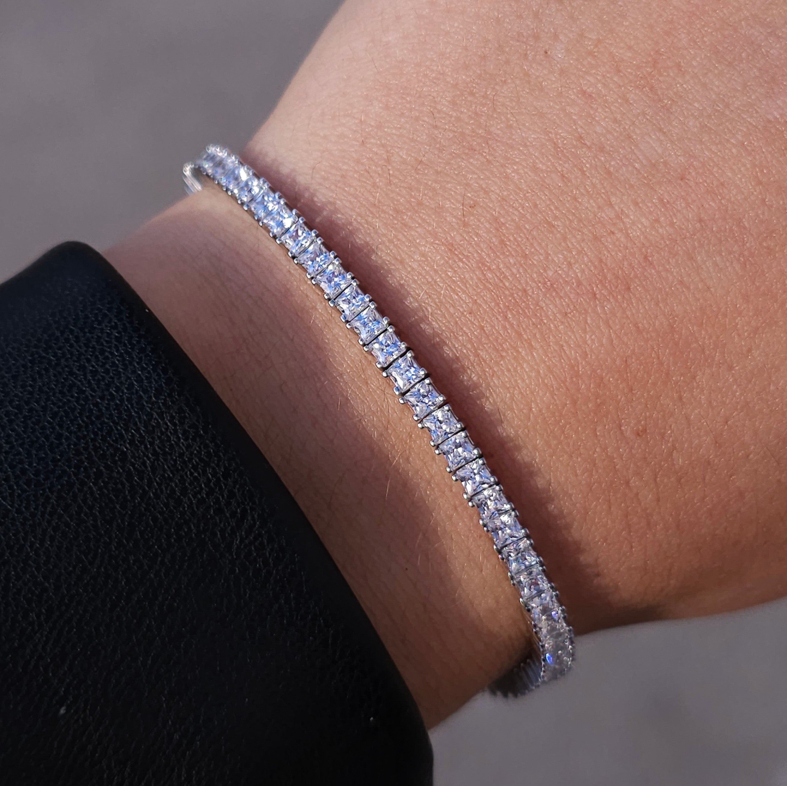 Princess Cut Silver Tennis Bracelet - Dearest Diamonds