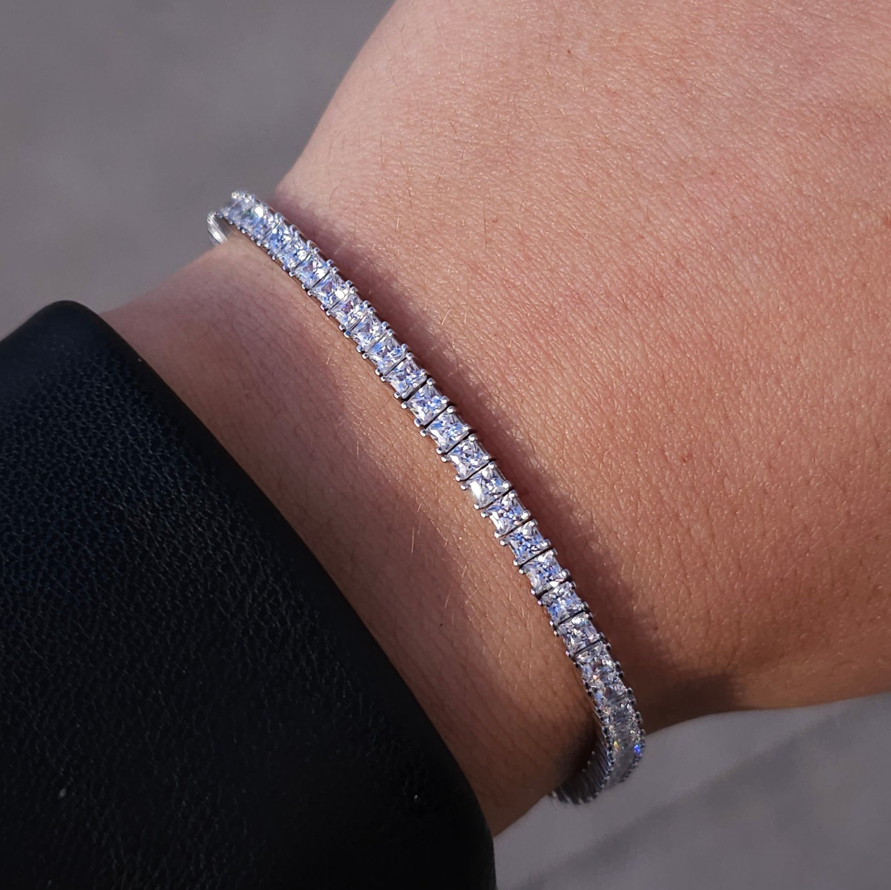 Princess Cut Silver Tennis Bracelet - Dearest Diamonds