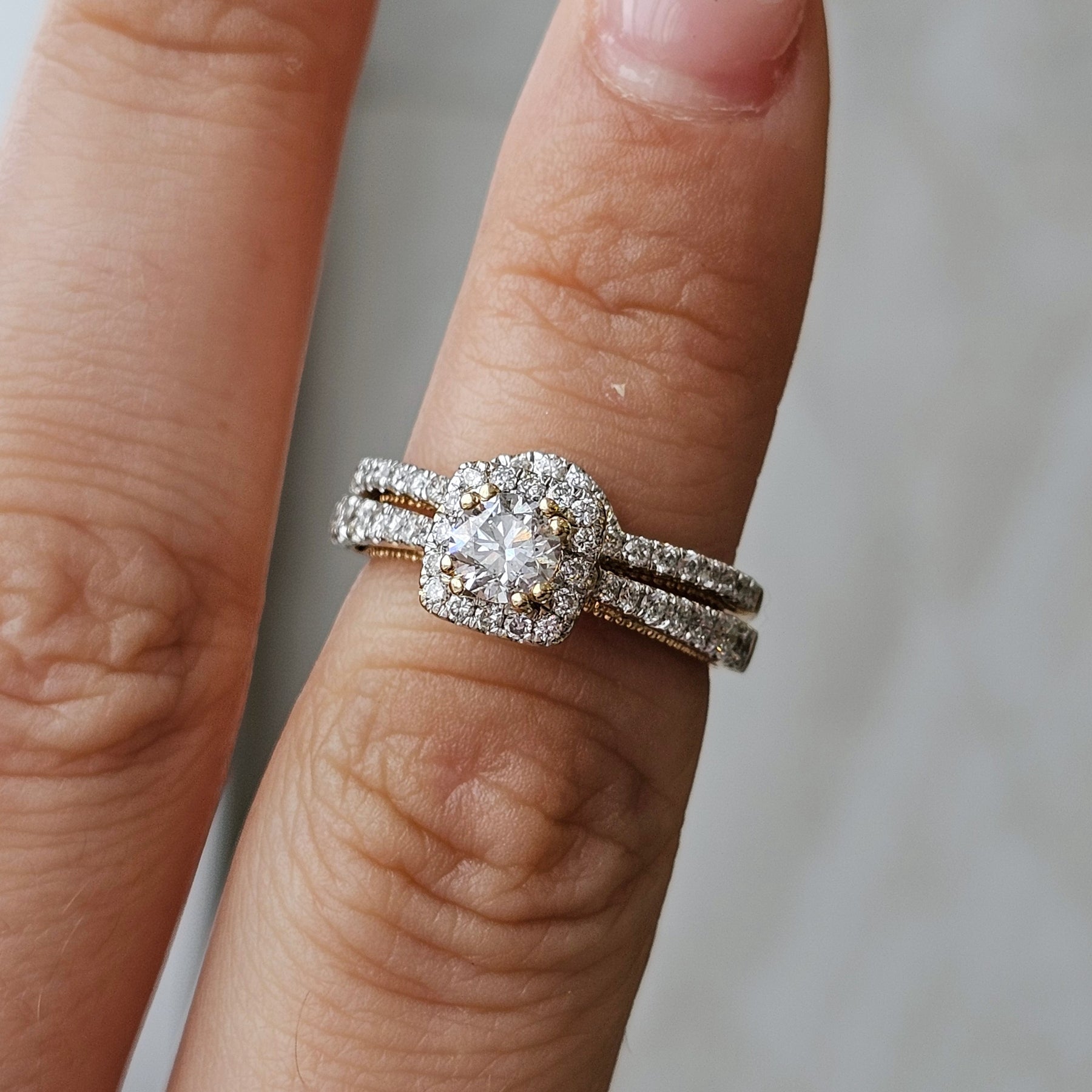 Round Natural Diamond Bridal Set with Halo - Dearest Diamonds