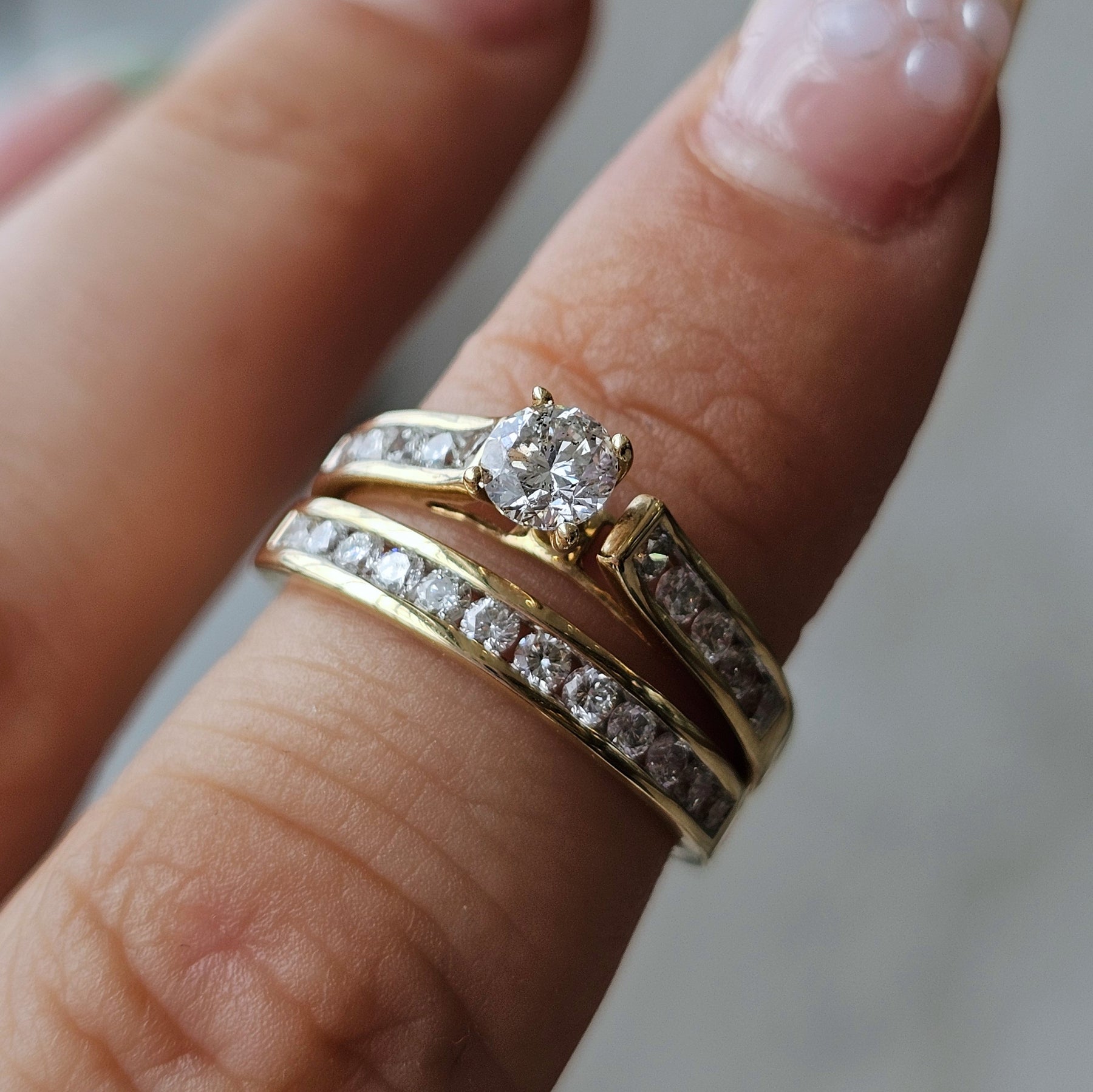 Round Natural Diamonds Channel Setting Bridal Set - Dearest Diamonds