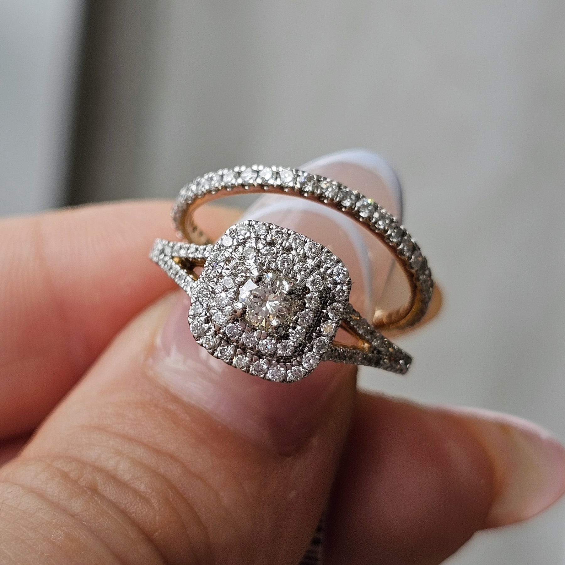 Round Natural Diamonds Double Halo Bridal Set - Dearest Diamonds