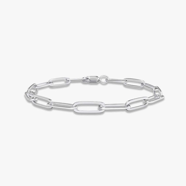 Paperclip Chain Silver Bracelet