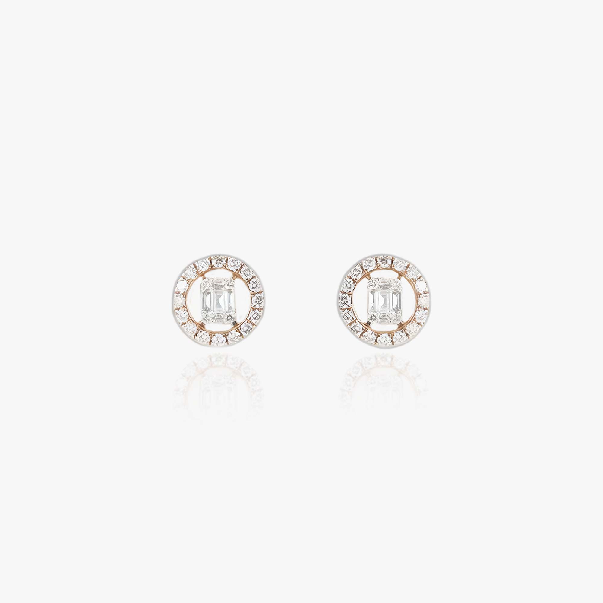 Emerald Diamond Studs with Halo Earrings