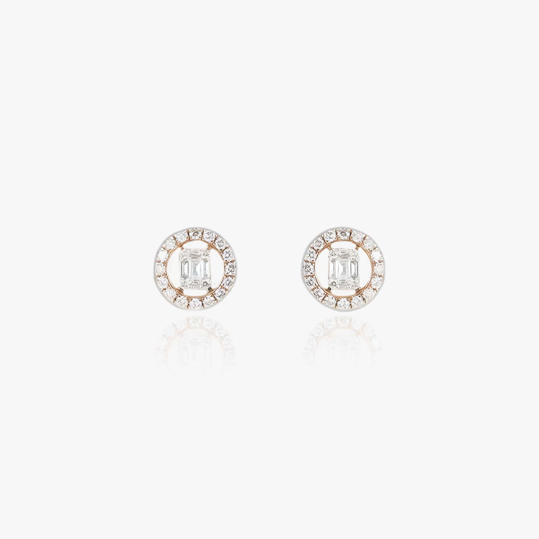 Emerald Diamond Studs with Halo Earrings