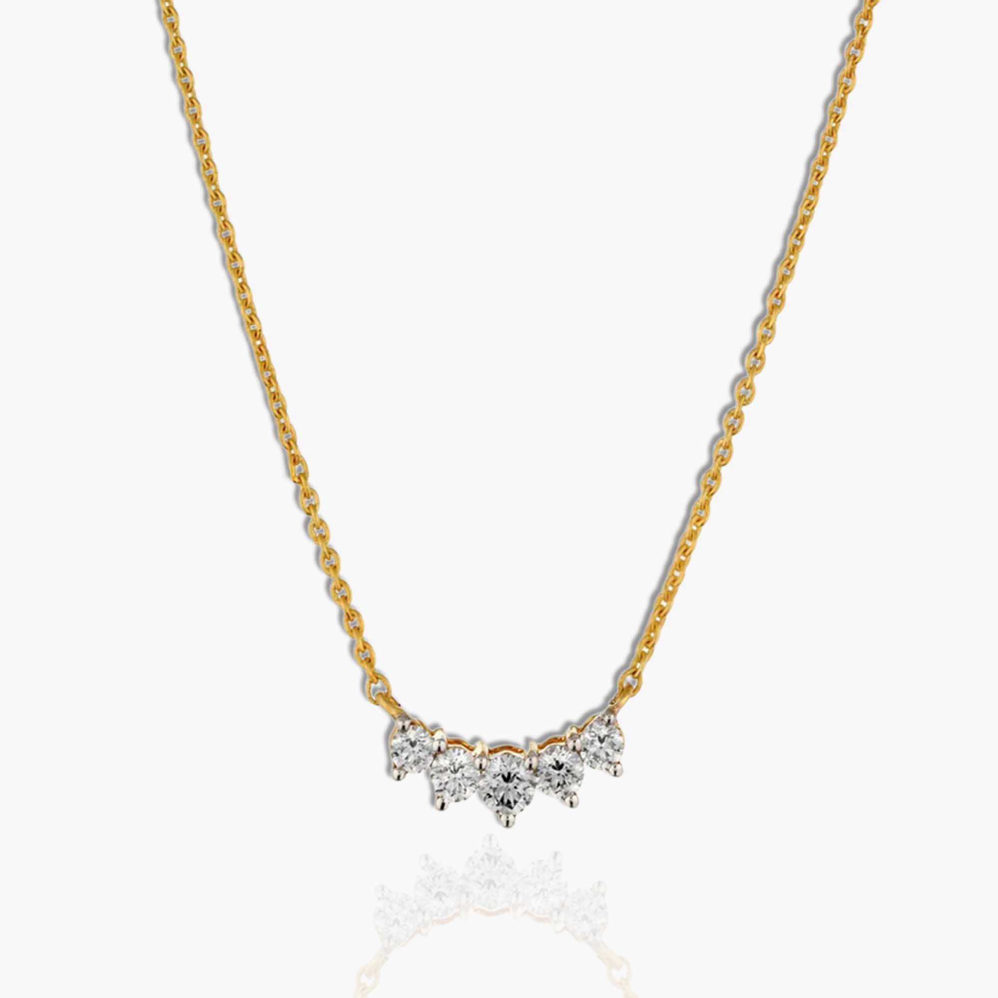 Five Diamond Curve Necklace