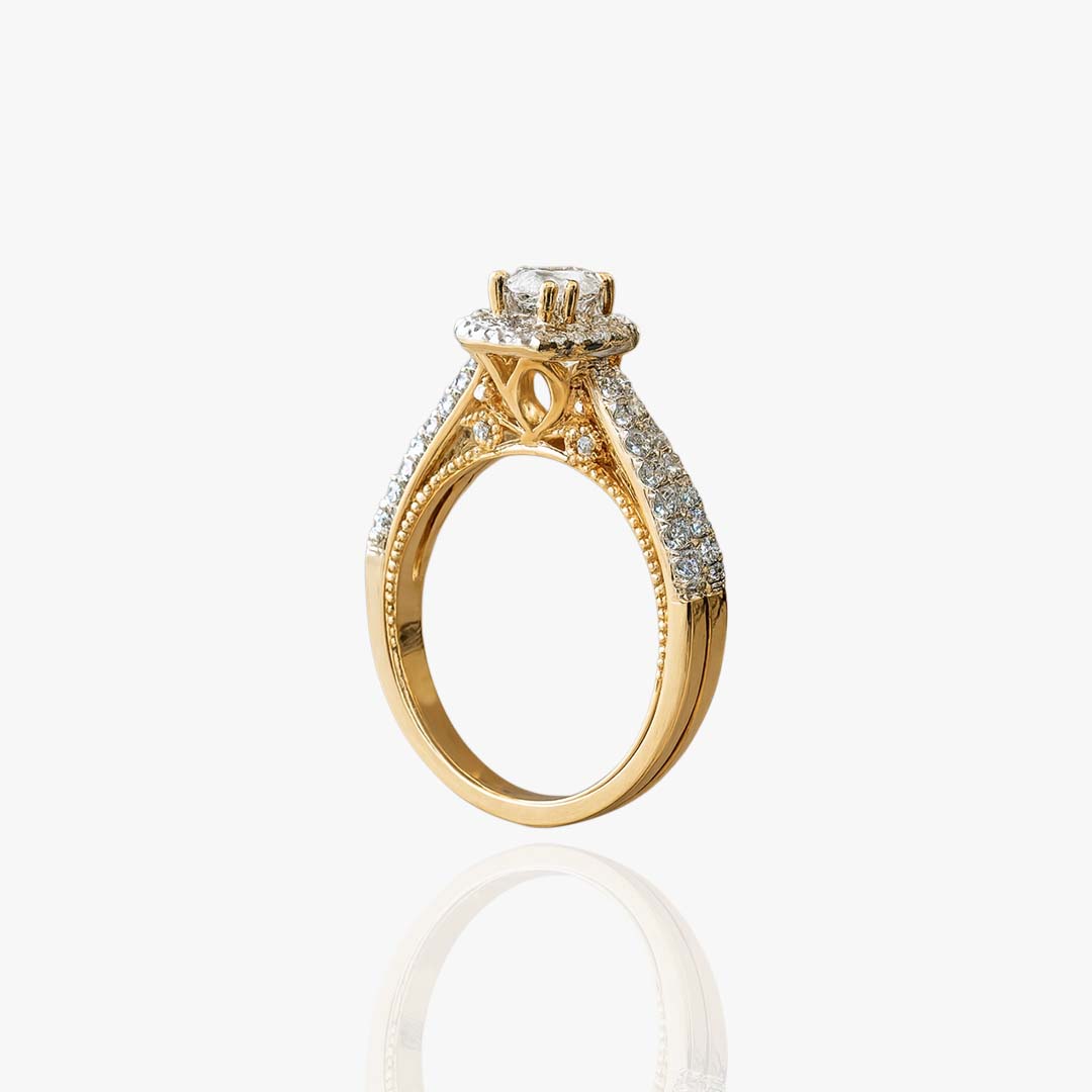 Round Natural Diamond Bridal Set with Halo