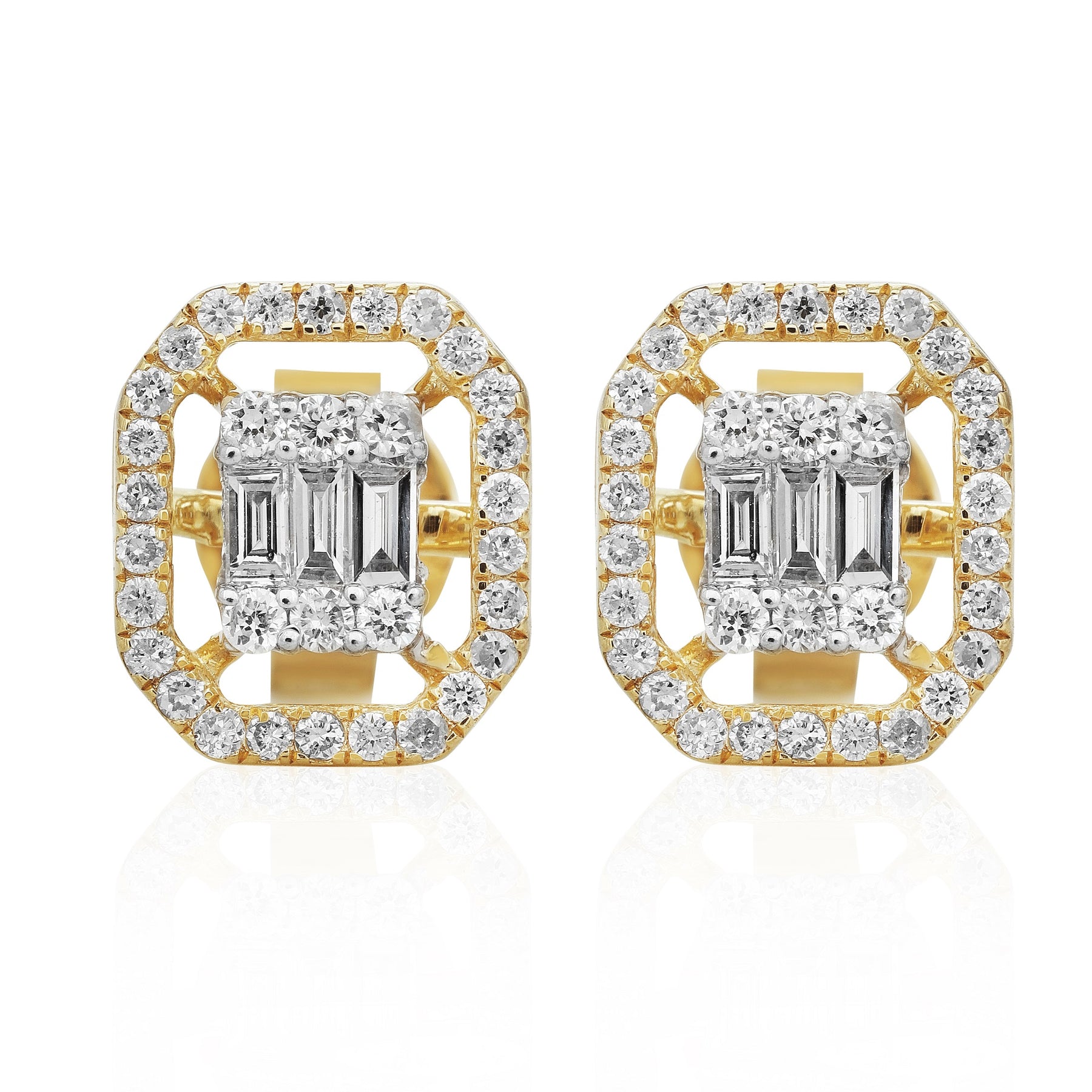 Emerald with Halo Earrings - Dearest Diamonds