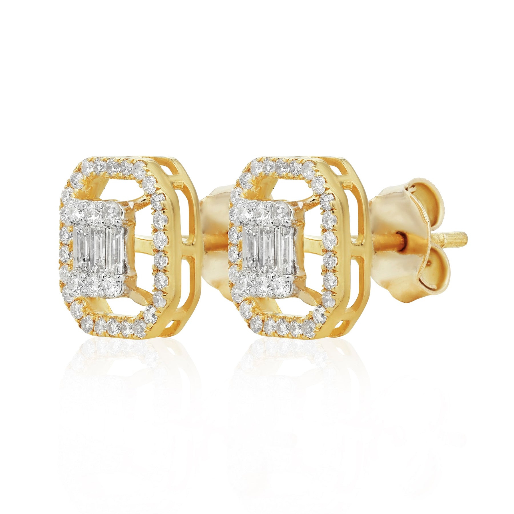 Emerald with Halo Earrings - Dearest Diamonds