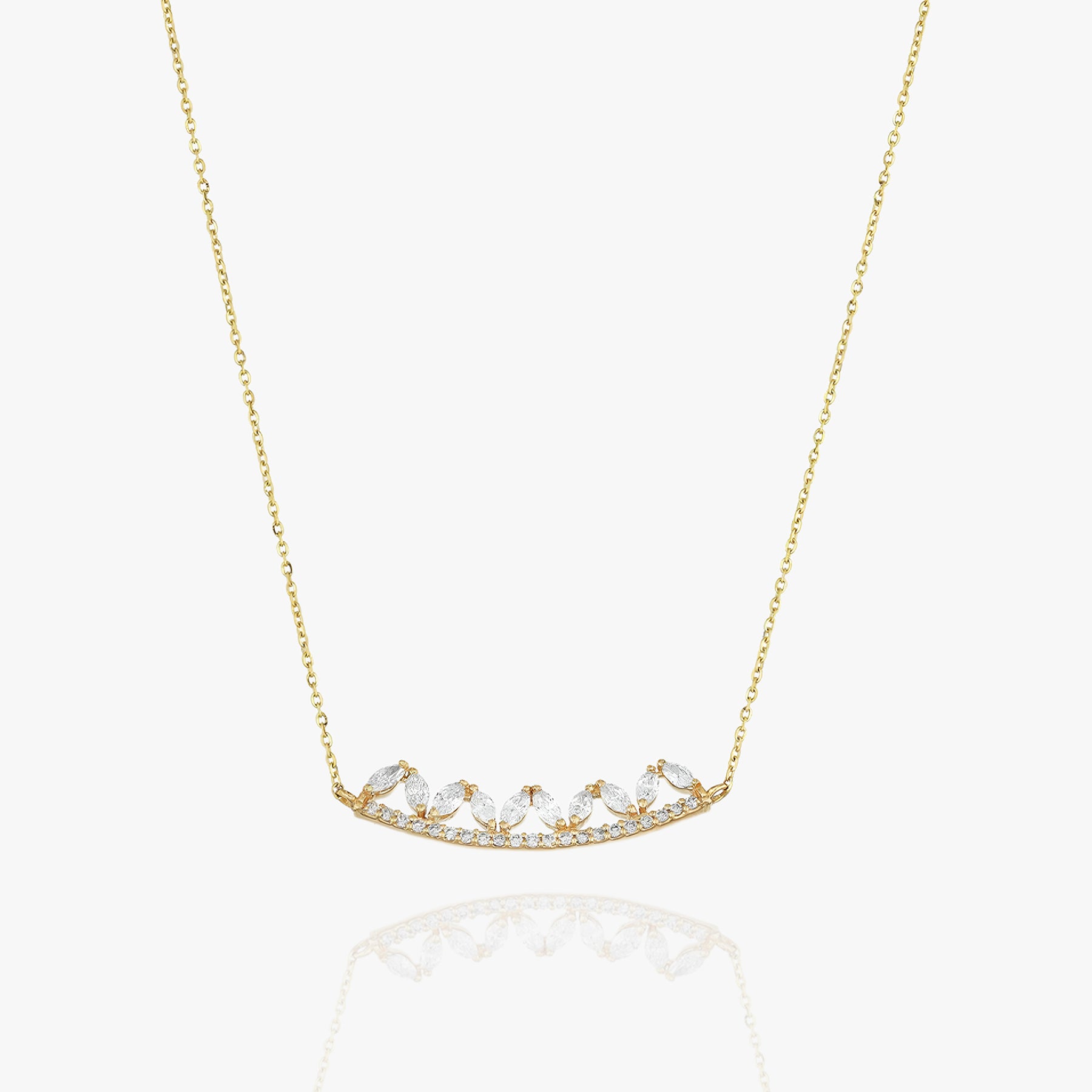 Curved Diamond Bar with Ovals Necklace