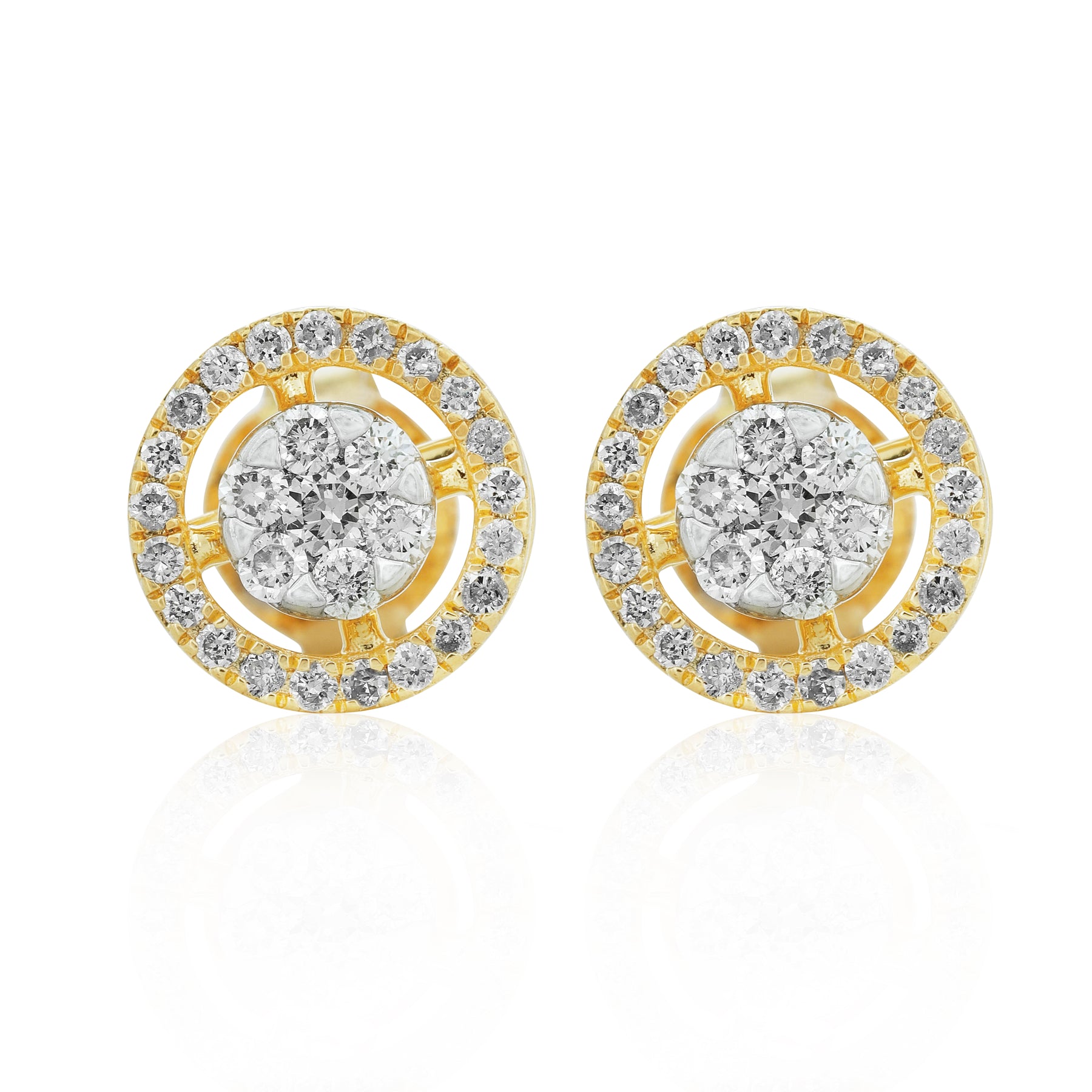 Round Diamonds Cluster with Halo Earrings - Dearest Diamonds